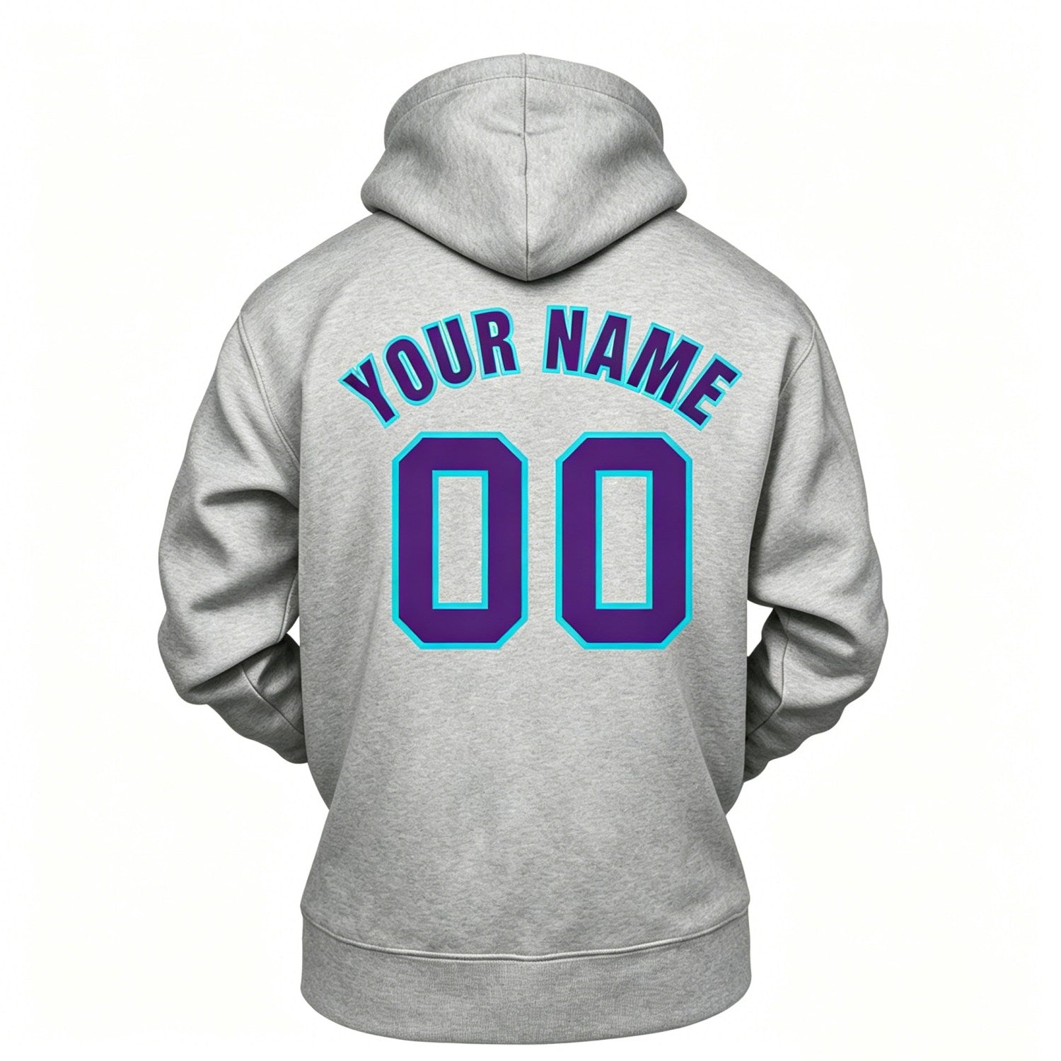 Custom Heather Grey & Purple Hoodie | Personalized Name & Number Sports Pullover | Vosoli