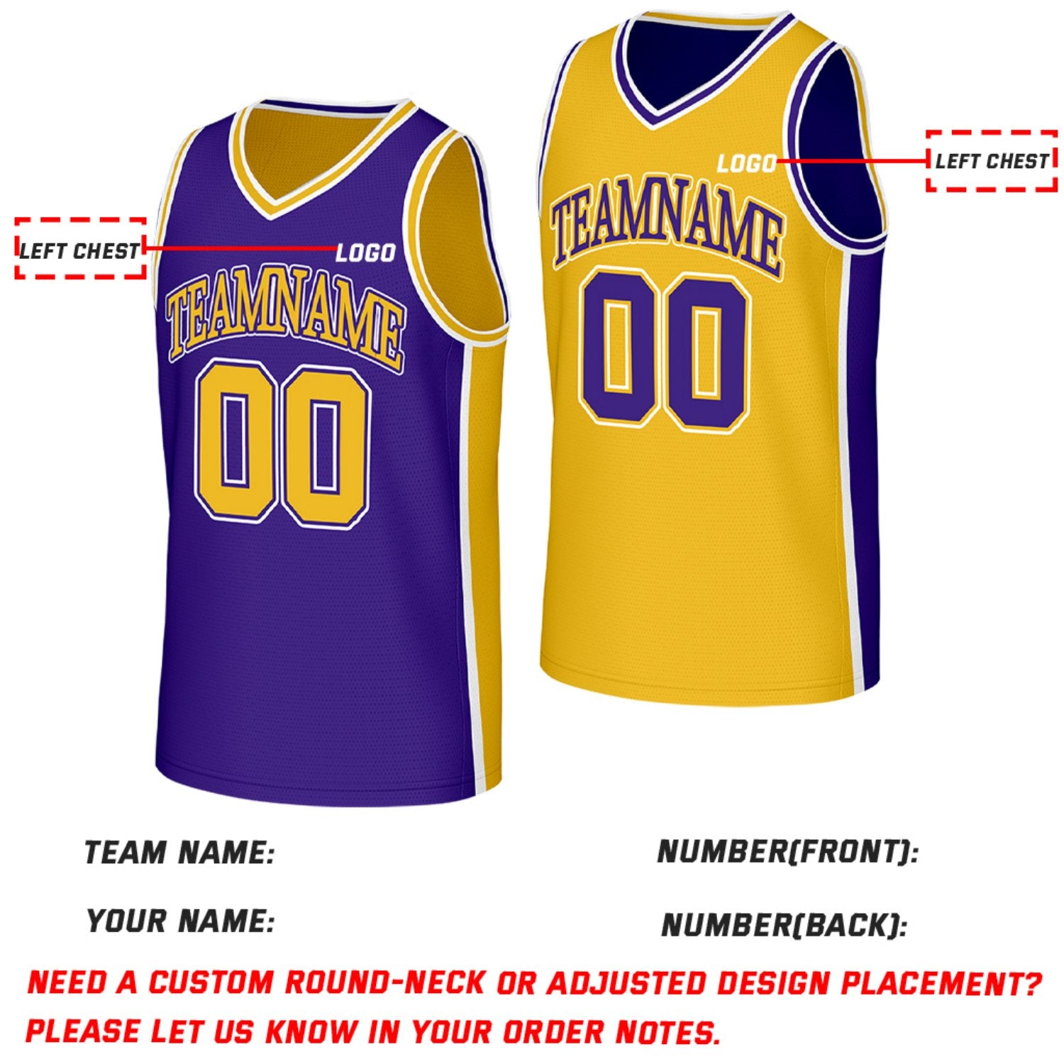Custom Purple & Gold Reversible Basketball Jersey | Personalized Team Jerseys with Name Number Logo