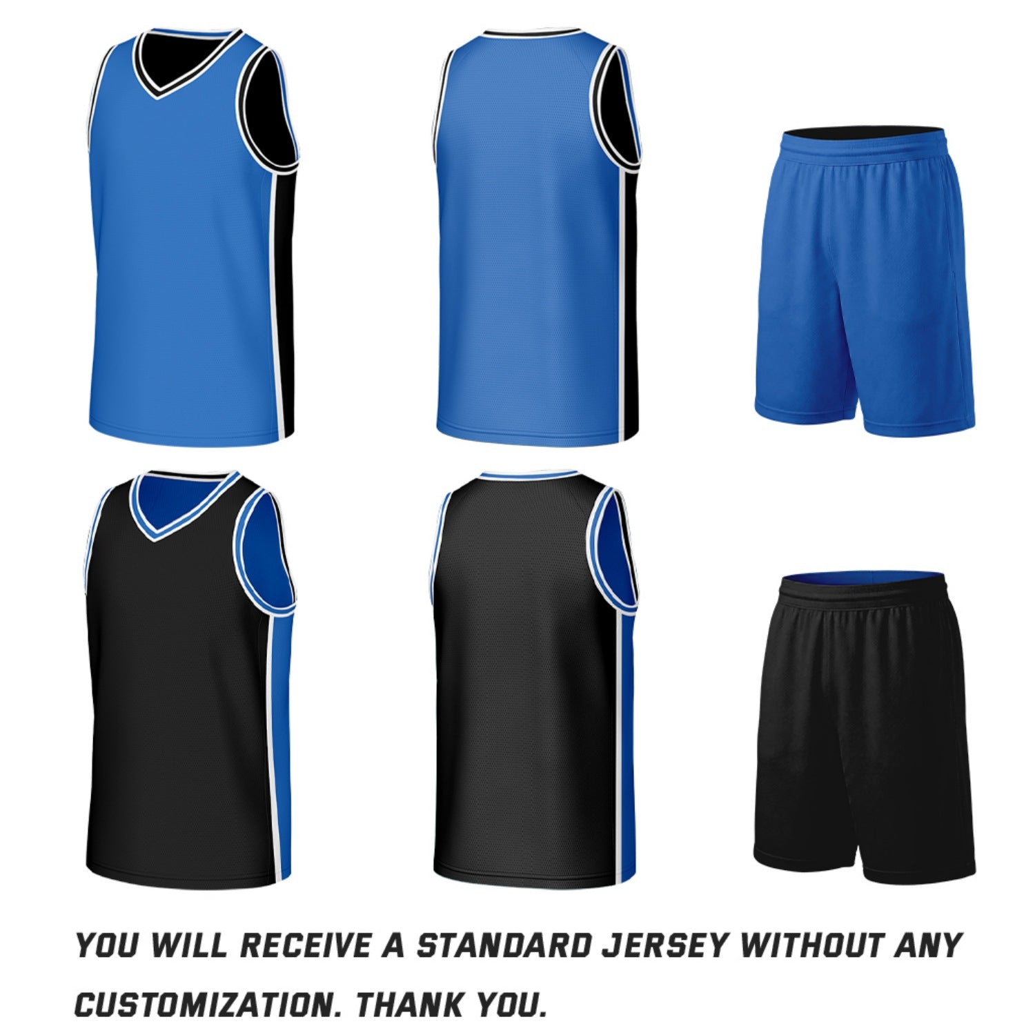 Custom Blue & Black Double Sided Basketball Uniform Set | Personalized Team Uniforms for Adult & Youth