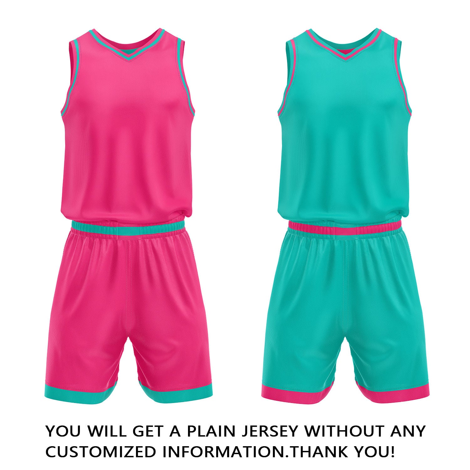 Custom Hot Pink & Teal Reversible Basketball Jersey Shorts Set | Personalized Full Team Uniform