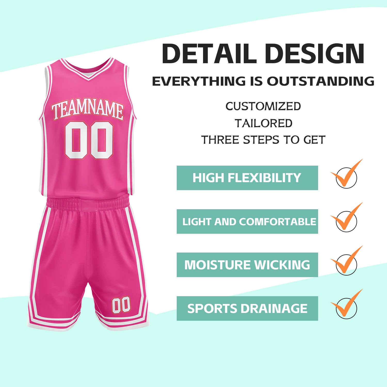Custom Hot Pink & White Reversible Basketball Jersey Shorts Set | Personalized Full Vintage Team Uniform