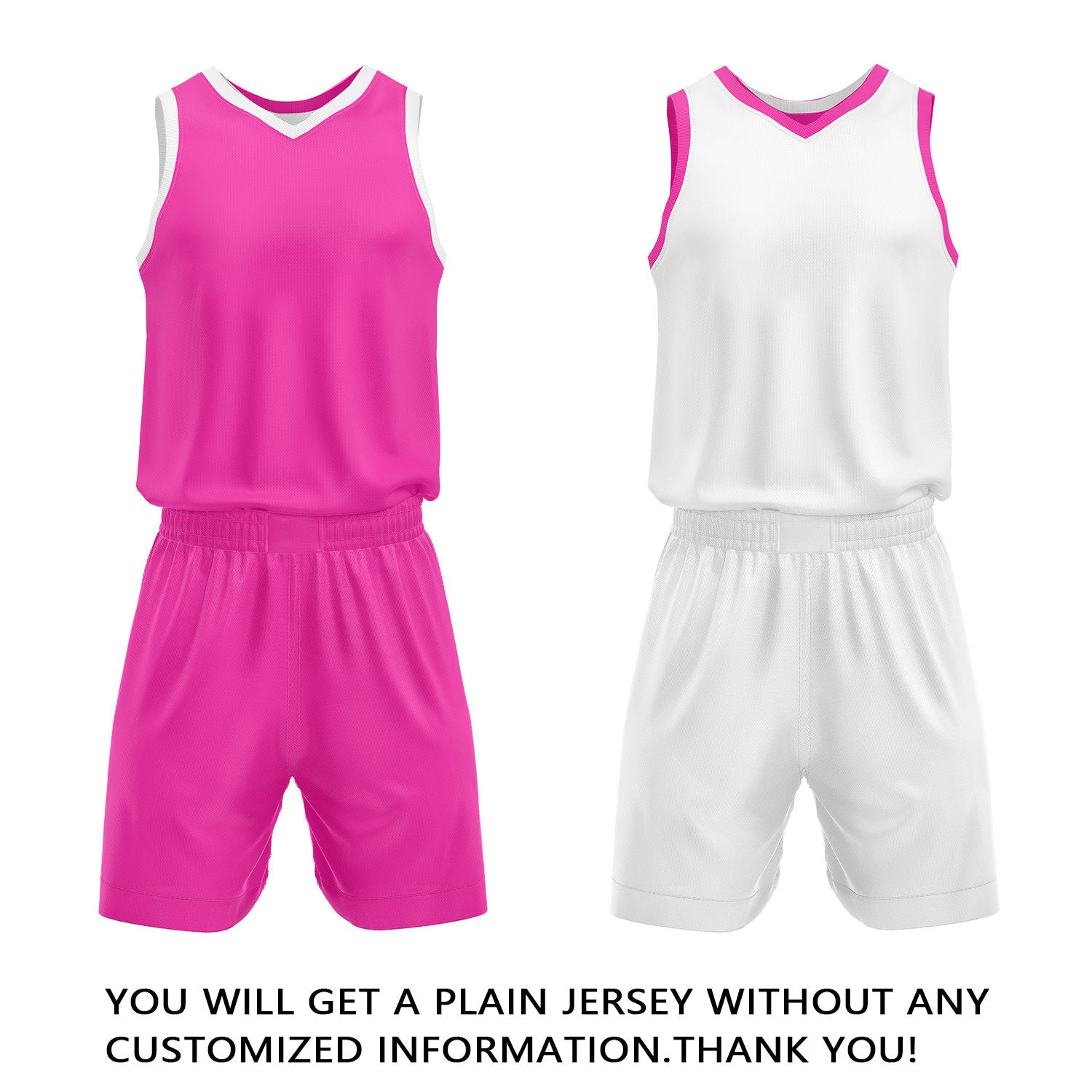 Custom Hot Pink & White Reversible Basketball Jersey Shorts Set | Personalized Full Team Uniform