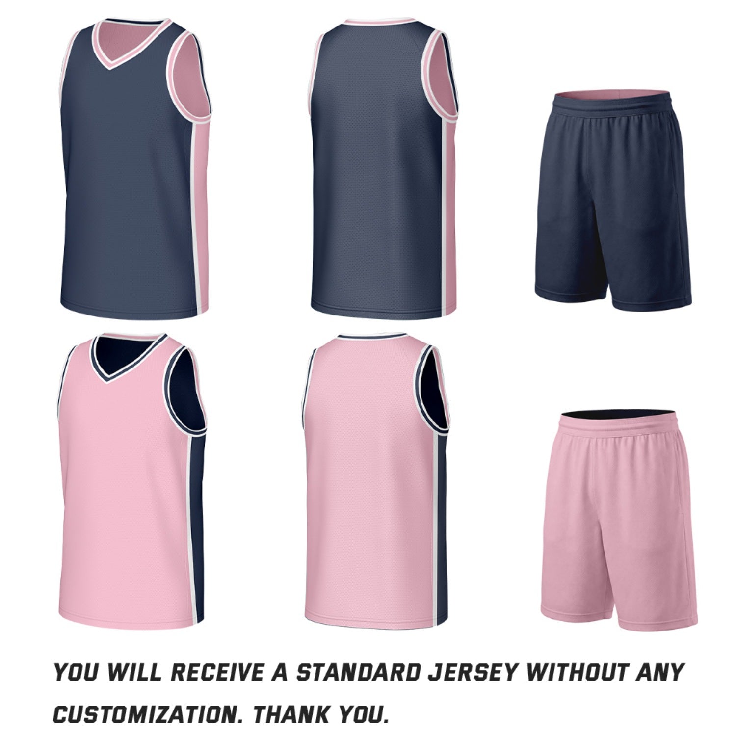 Custom Navy & Pink Double Sided Basketball Uniform Set | Personalized Team Uniforms for Adult & Youth