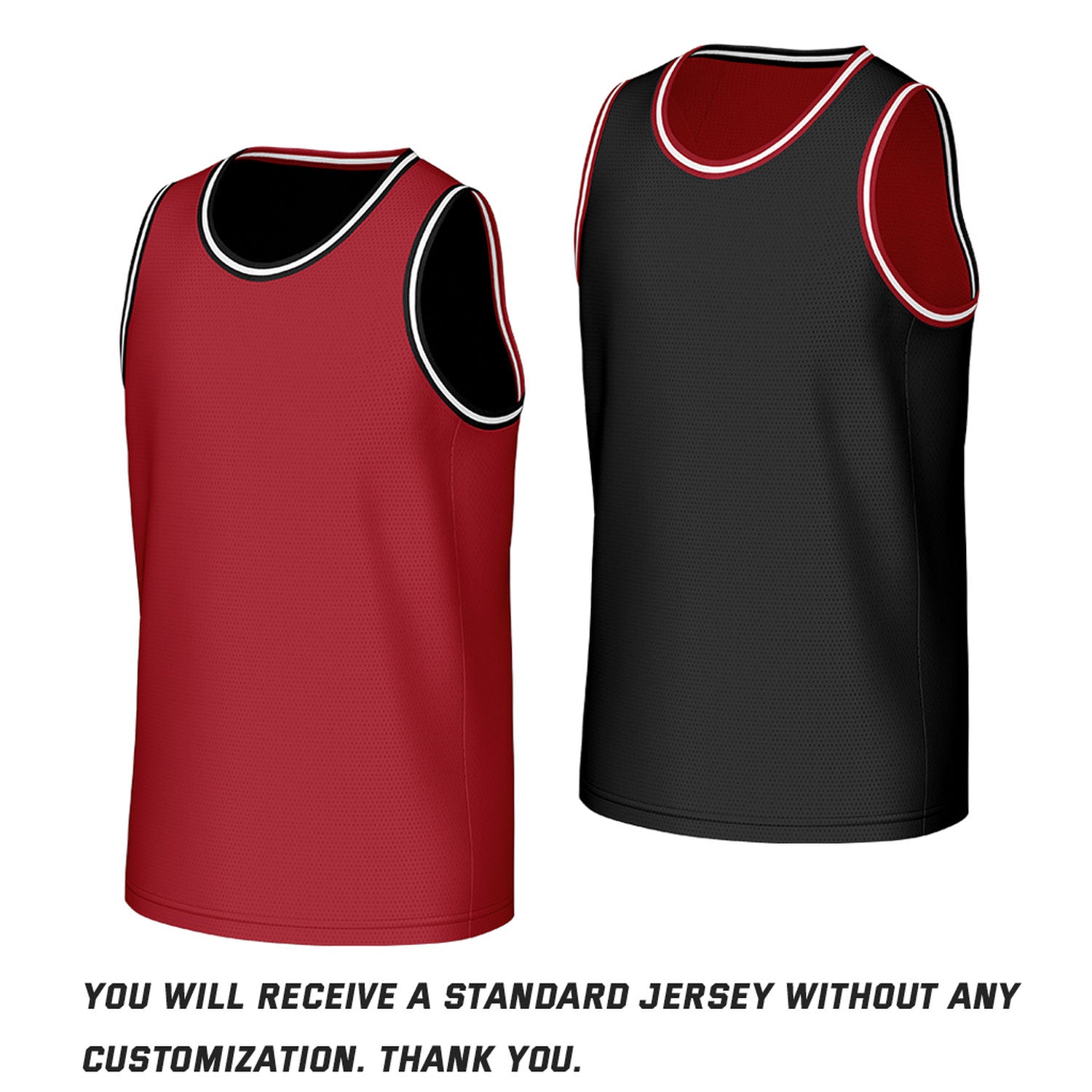Custom Classic Double Trim Reversible Basketball Jersey Red & Black Mesh Team Uniform for Adult Youth