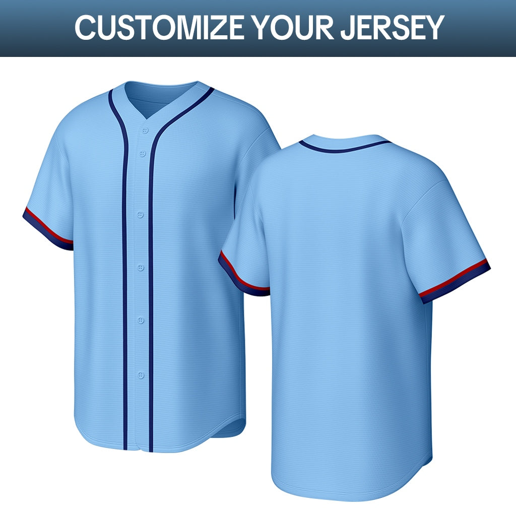 Custom Light Blue Stitched Baseball Jersey | Personalized Name & Number | Team Uniform