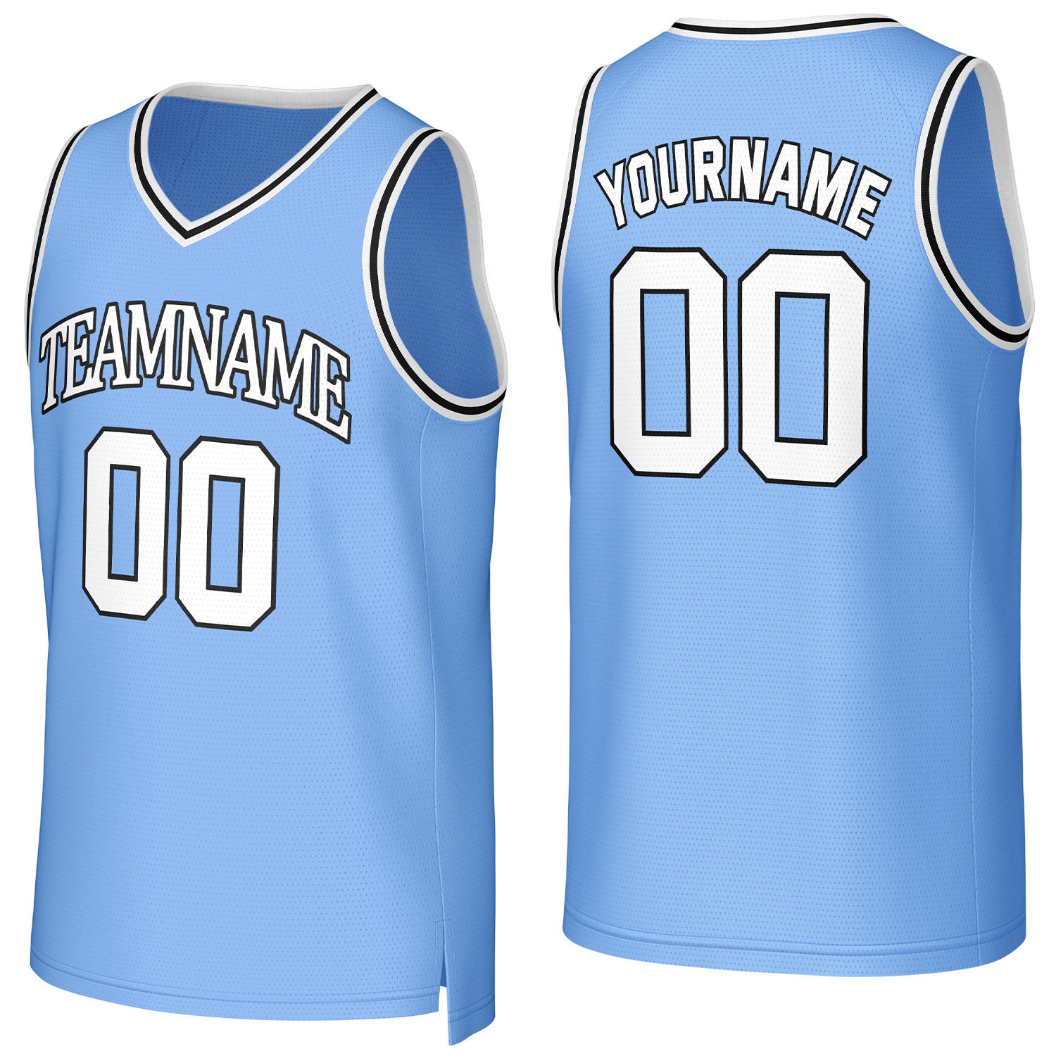 Custom light blue basketball jersey with logo, personalized name & number, team uniform for men women youth game practice - Vosoli