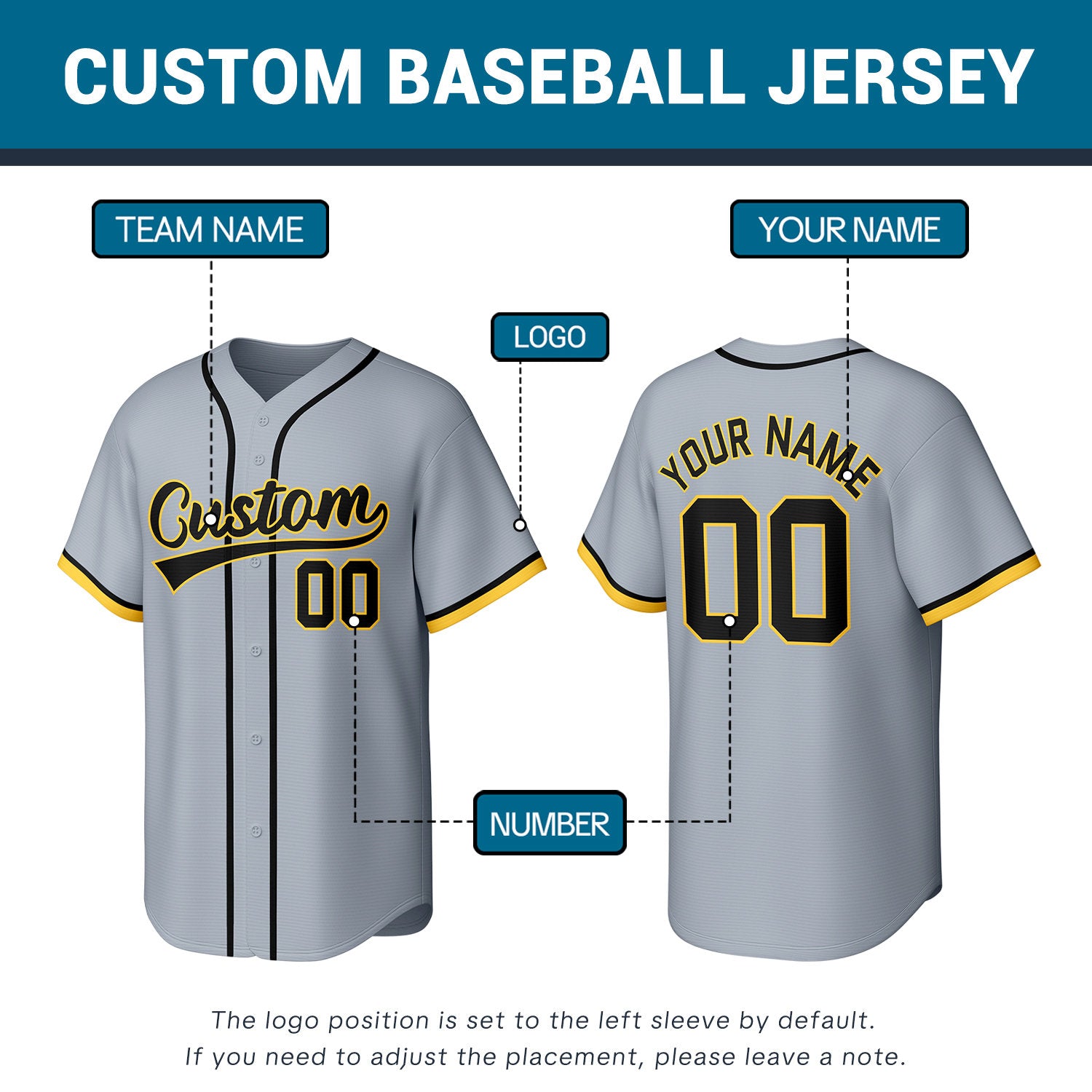 Custom Light Gray Stitched Baseball Jersey | Personalized Name & Number | Team Uniform