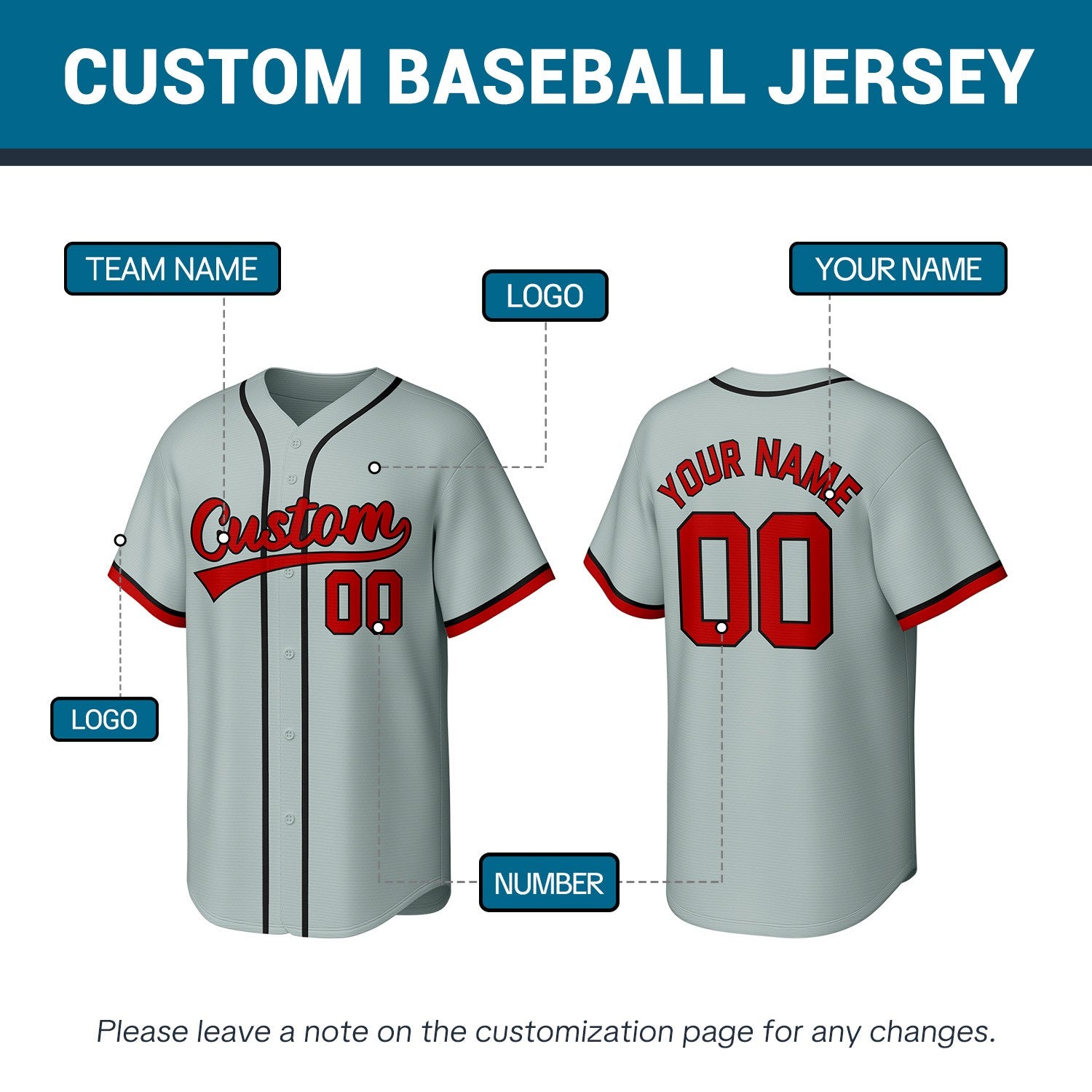 Custom Light Gray Stitched Baseball Jersey | Personalized Name & Number | Team Uniform
