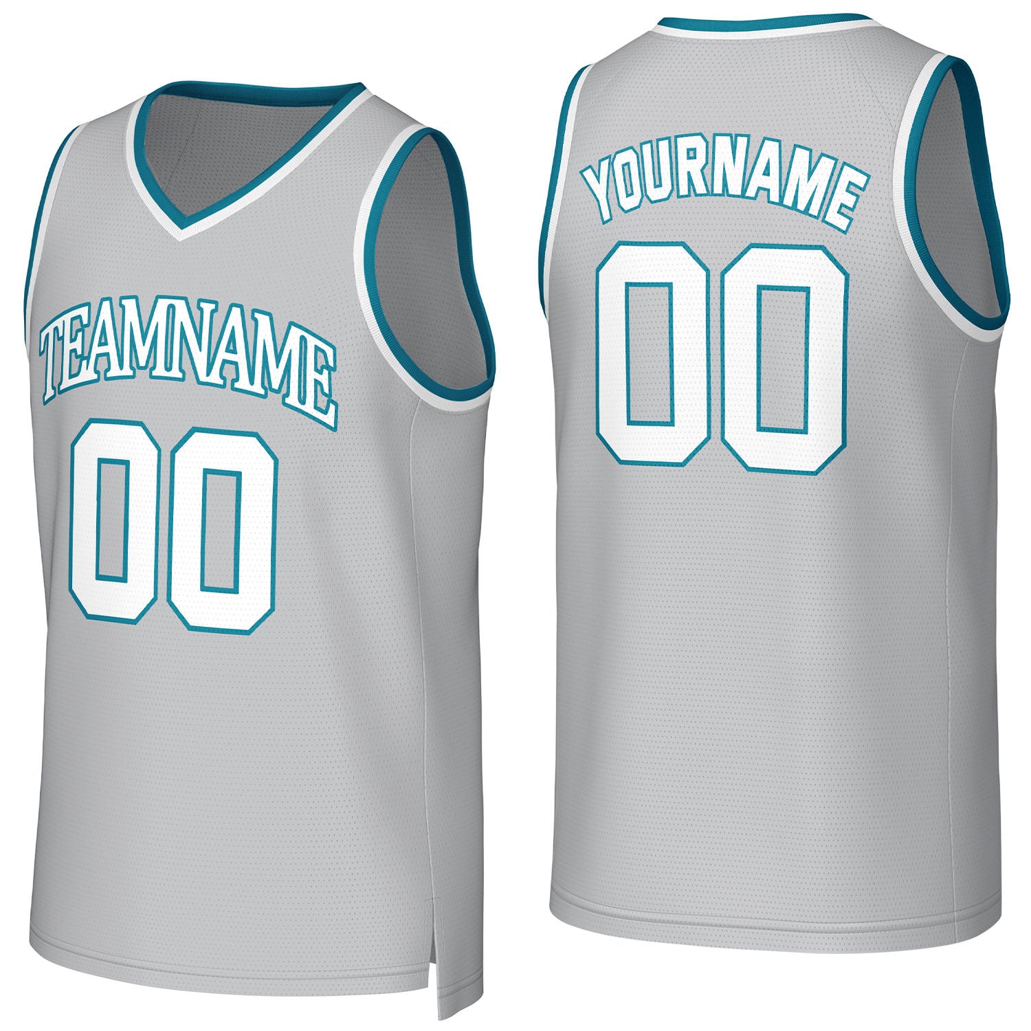Custom light gray basketball jersey with logo, personalized name & number, team uniform for men women youth game practice - Vosoli
