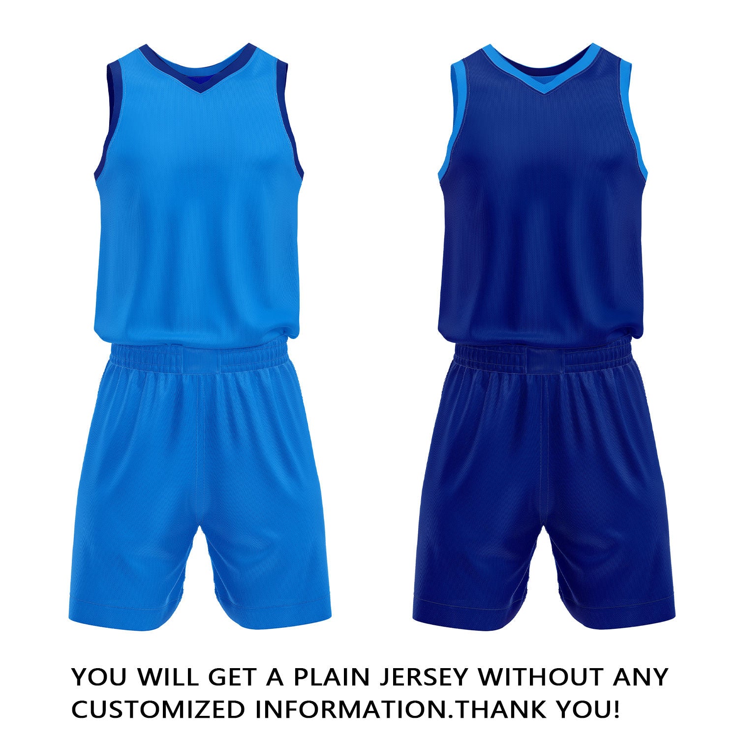 Custom Light Blue & Royal Blue Reversible Basketball Jersey Shorts Set | Personalized Full Team Uniform