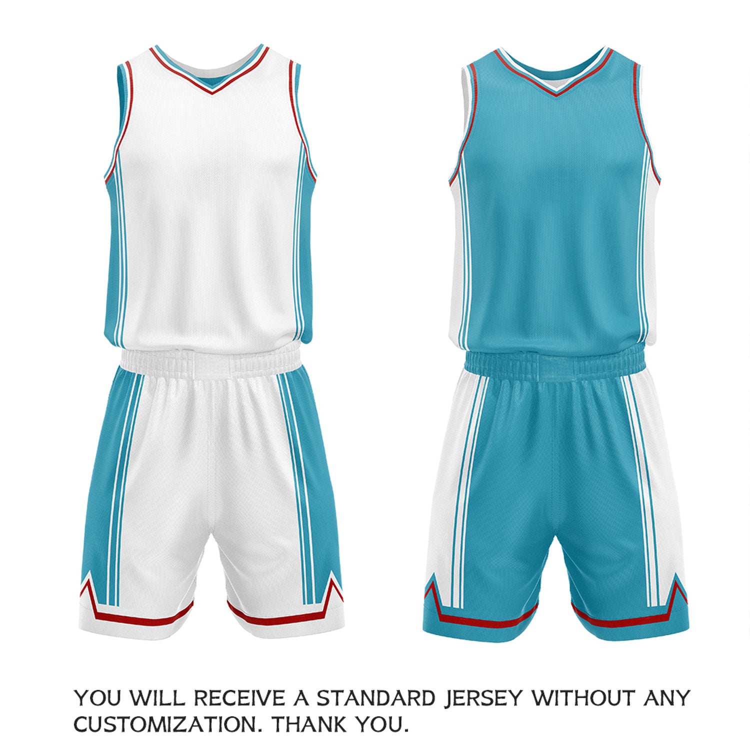 Custom Light Blue & White Reversible Basketball Jersey Shorts Set | Personalized Full Vintage Team Uniform