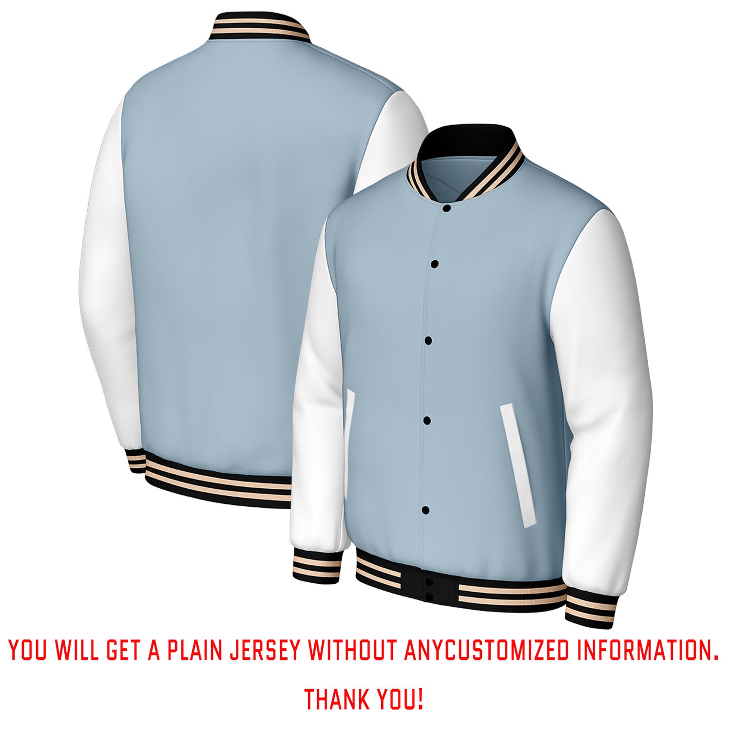 Custom Light Blue & White Varsity Baseball Jacket | Personalized Letterman Baseball Bomber for Adult & Youth