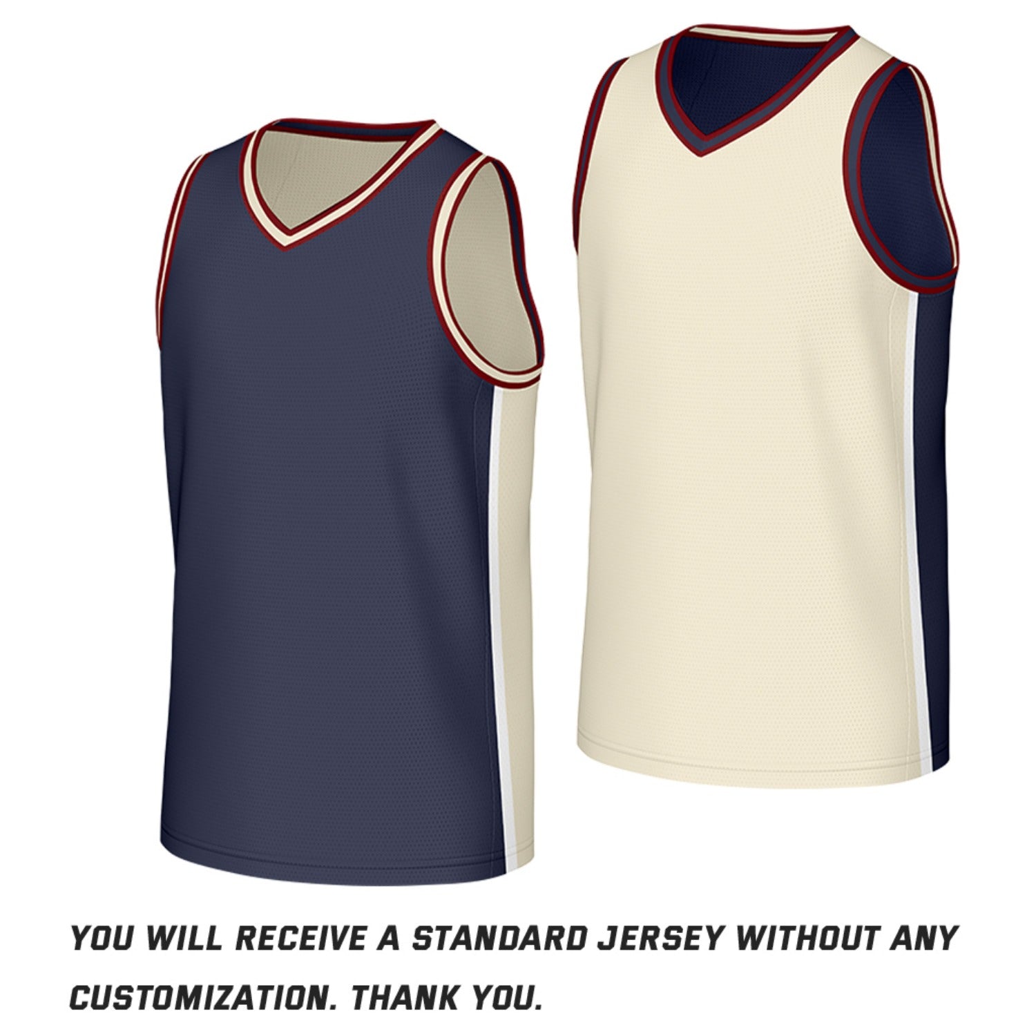 Custom Navy & Cream Reversible Basketball Jersey | Personalized Team Jerseys with Name Number Logo