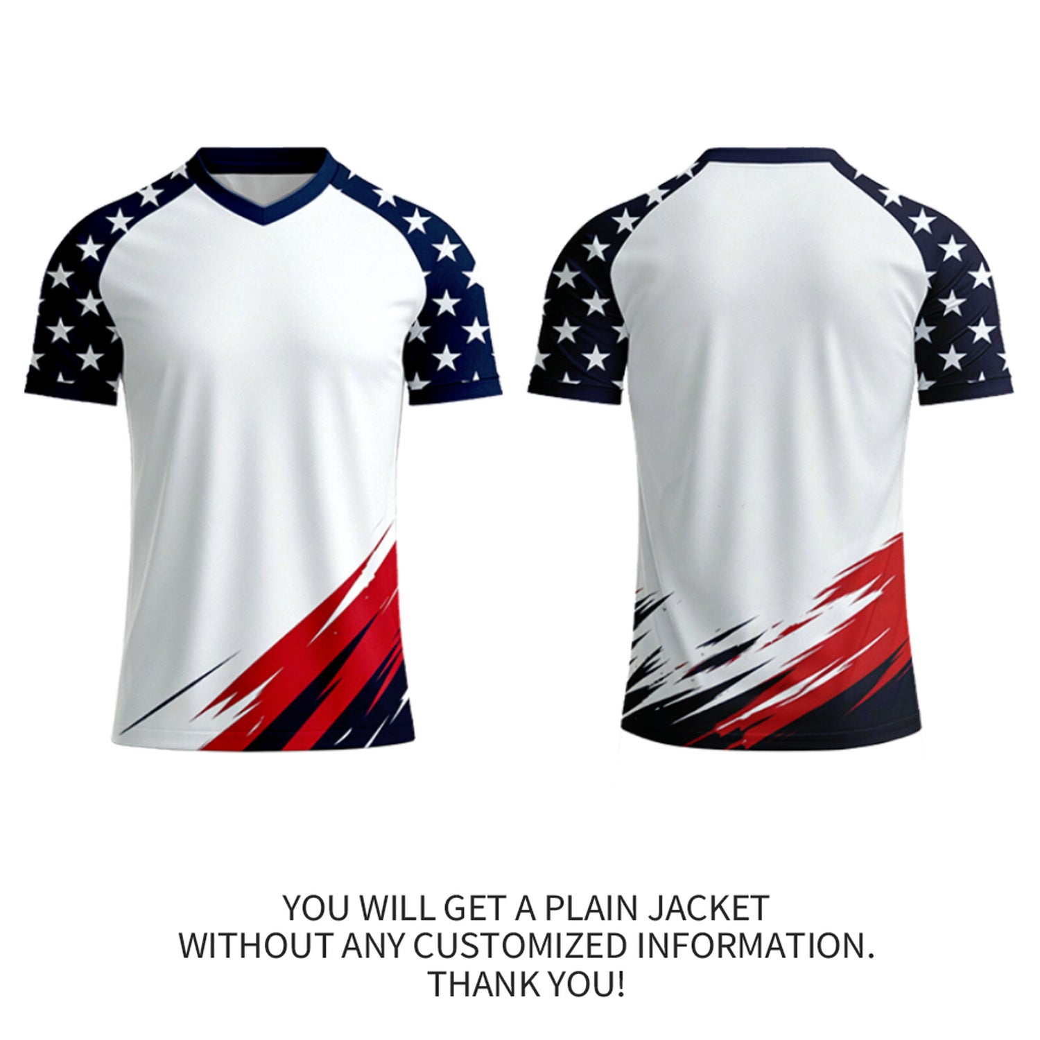 Custom White & Navy Star Pattern Soccer Jersey | Personalized Short Sleeve V-Neck Jersey for Youth & Adult
