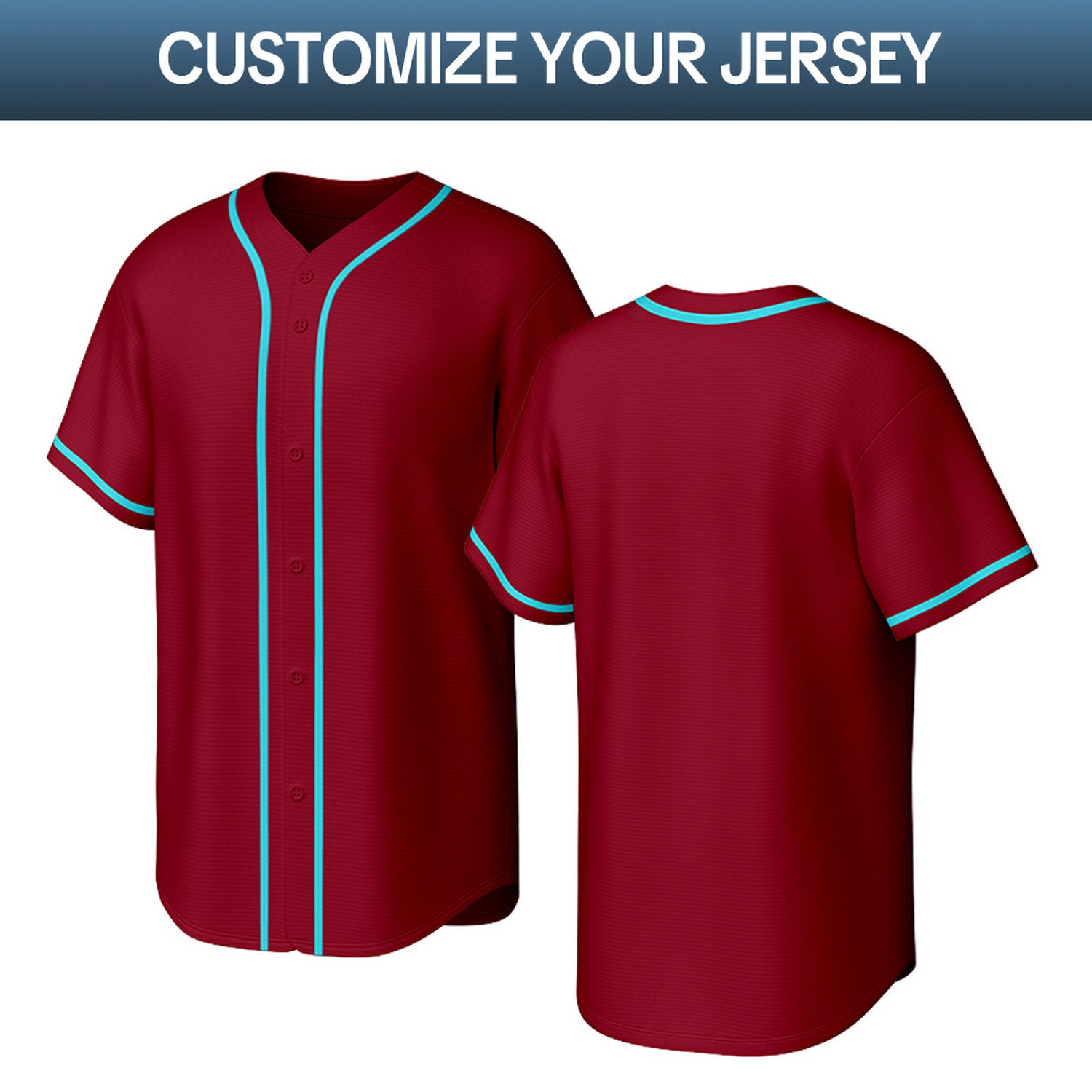 Custom Maroon Black & Aqua Personalized Baseball Jersey | Team Sports Uniform | Vosoli
