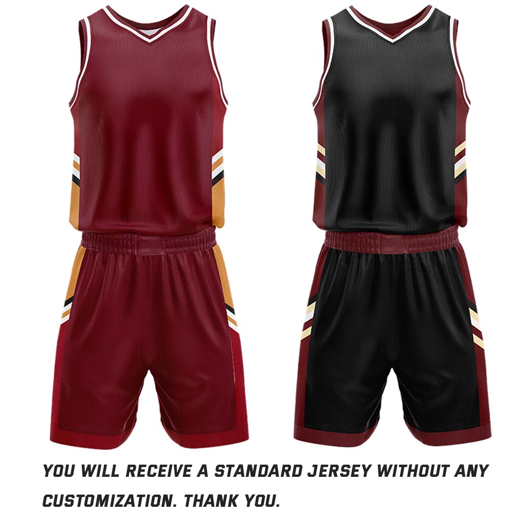 Custom Maroon & Black Reversible Basketball Jersey Shorts Set | Personalized Team Uniform