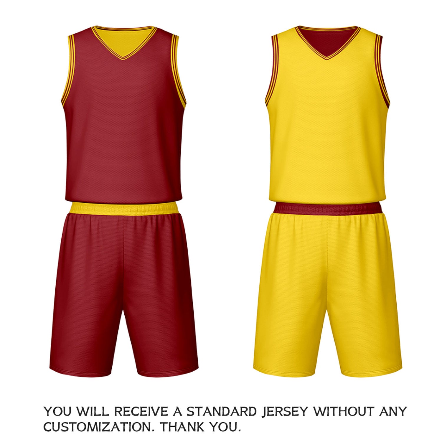 Custom Maroon Yellow Reversible Basketball Jersey Set | Personalized Name Number Mesh Sports Uniform