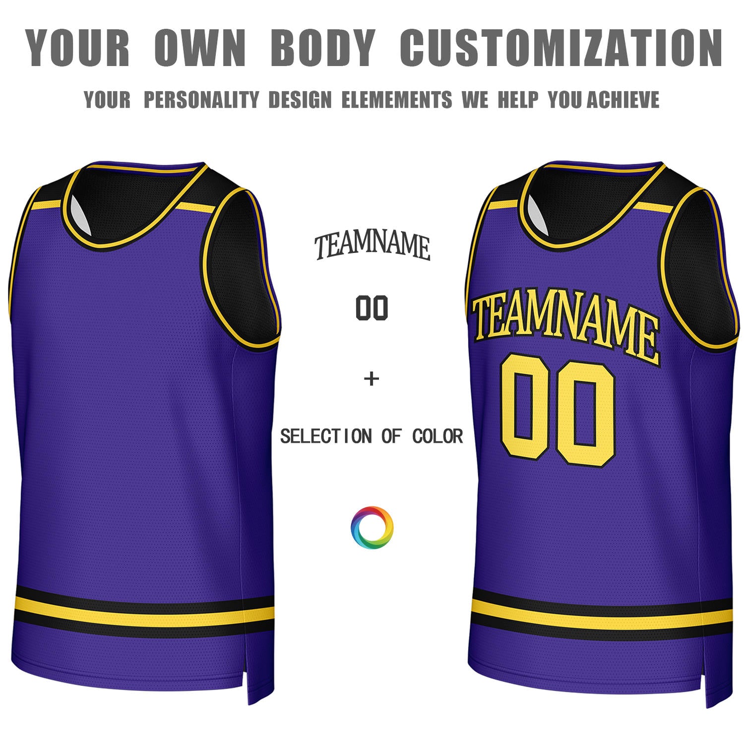 Custom Black & Purple Reversible Basketball Jersey | Personalized Team Jerseys for Adult & Youth