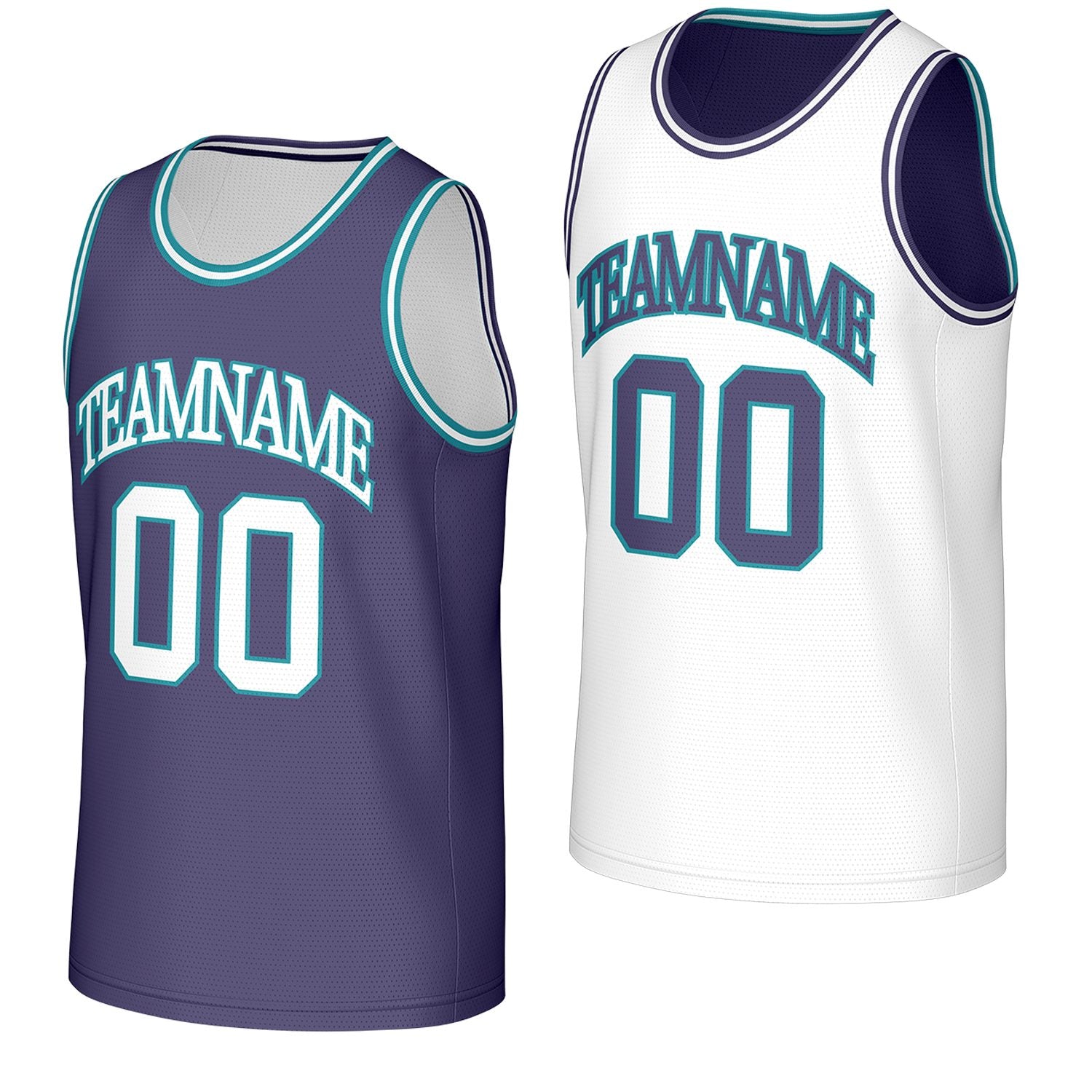 custom men's basketball jerseys purple white reversible by Vosoli, personalized team name, number & logo, breathable mesh dual sided basketball jersey for men's team games