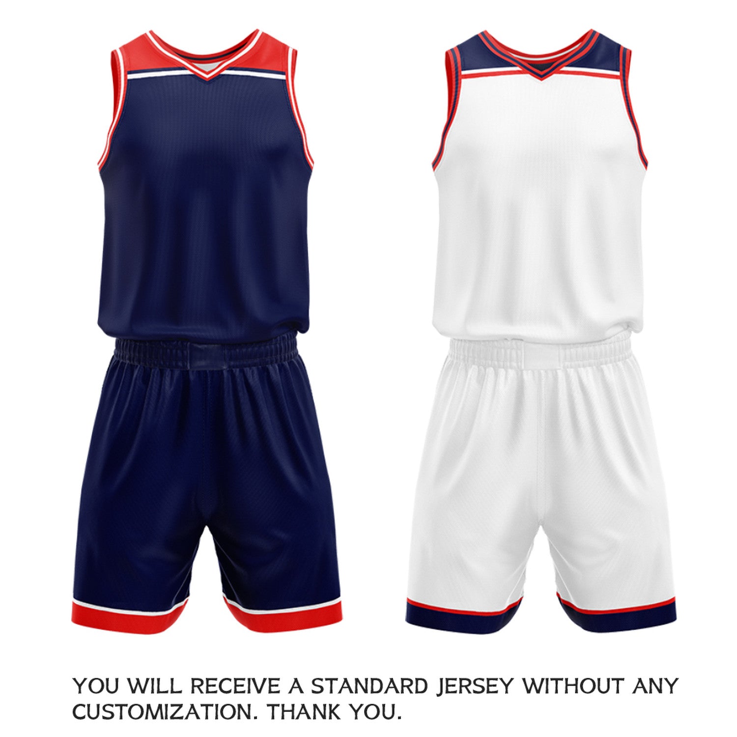 Custom Navy & White Double Sided Basketball Jersey Set | Wholesale Team Uniform