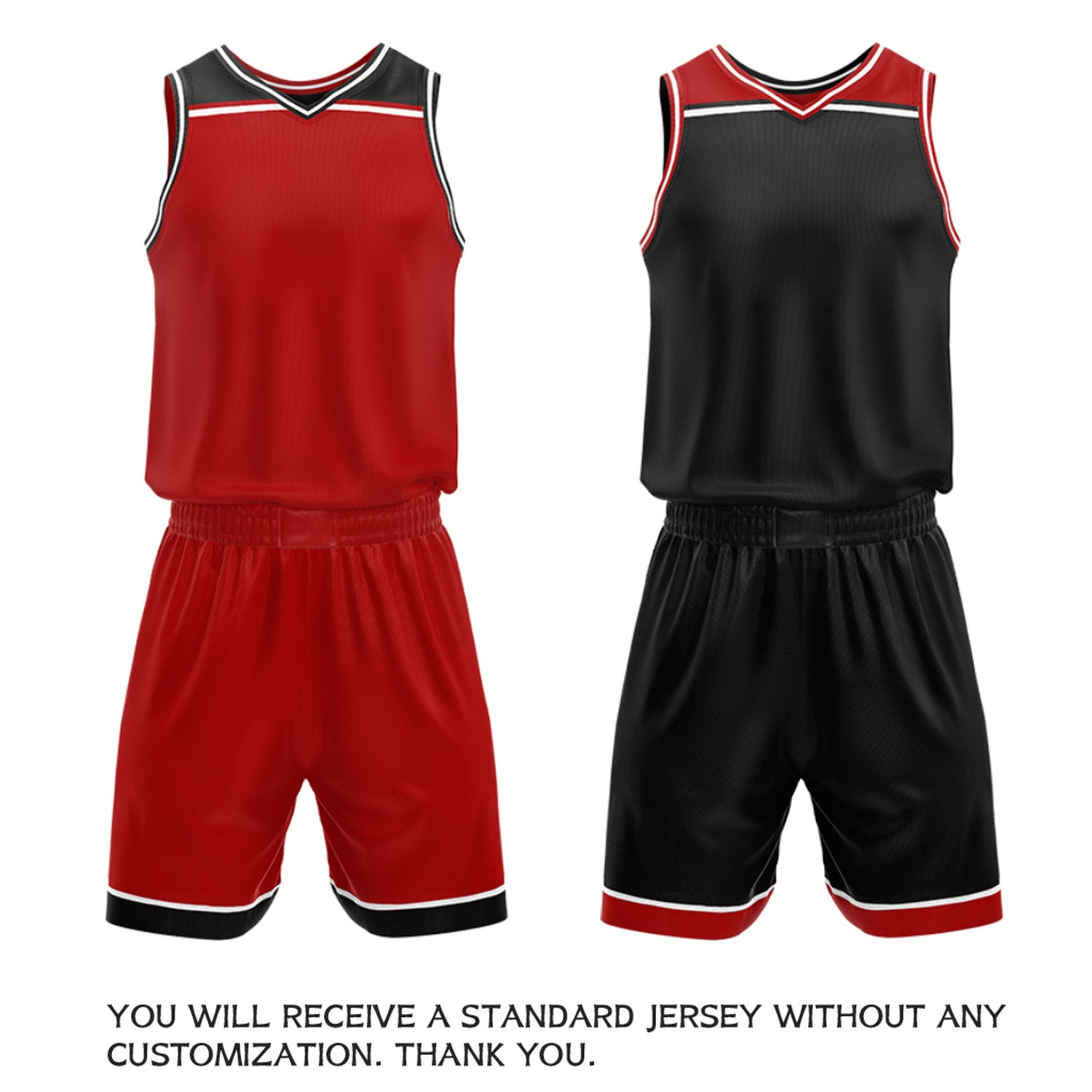 Custom Red & Black Double Sided Basketball Jersey Set | Wholesale Team Uniform