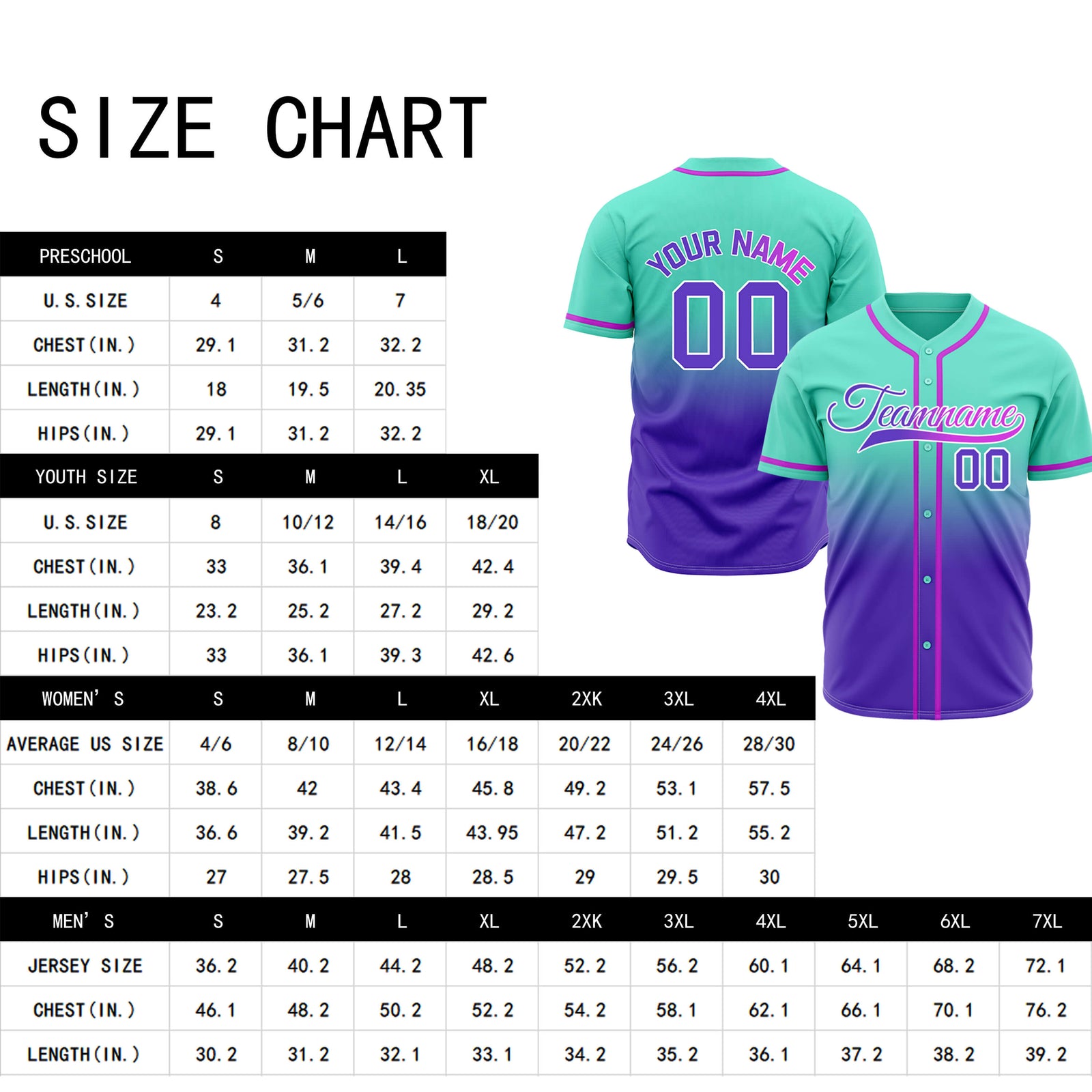 Custom Mint and Purple Gradient Baseball Jersey - Personalized Professional Team Uniforms