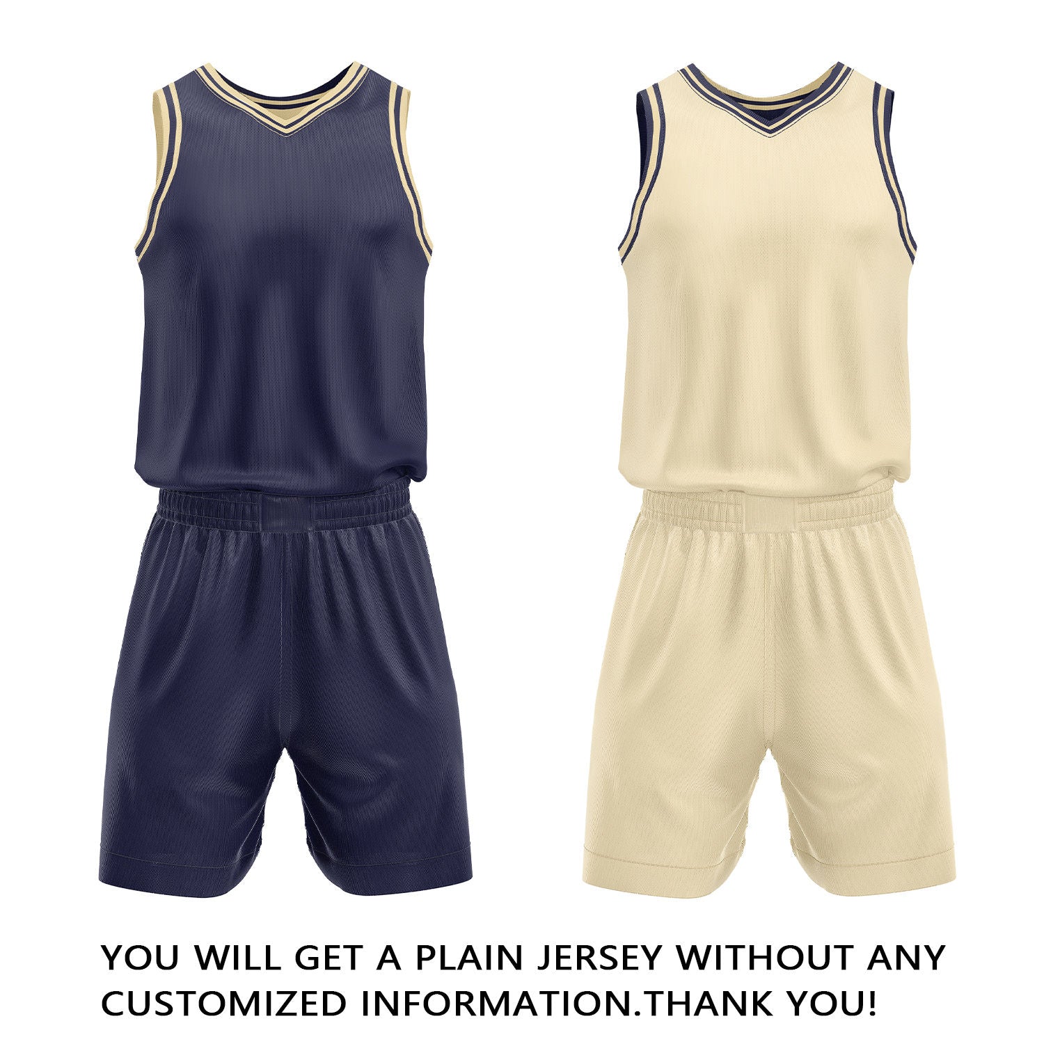 Custom Navy & Cream Reversible Basketball Jersey Shorts Set | Personalized Full Team Uniform