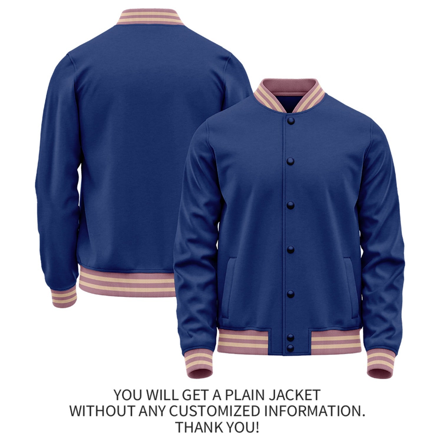 Custom Navy Dusty Rose Jacket Personalized Team Name Number Letterman Bomber for Adult & Youth