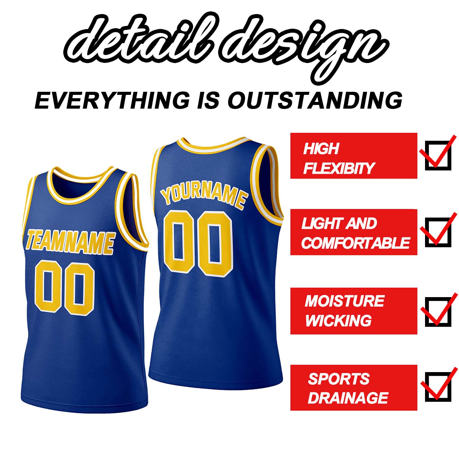 Custom Navy & Gold Mesh Basketball Jersey | Personalized Team Uniform