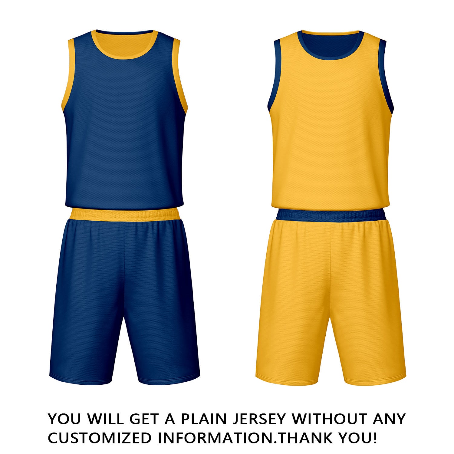 Custom Navy & Gold Reversible Basketball Jersey Shorts Set | Personalized Team Uniform