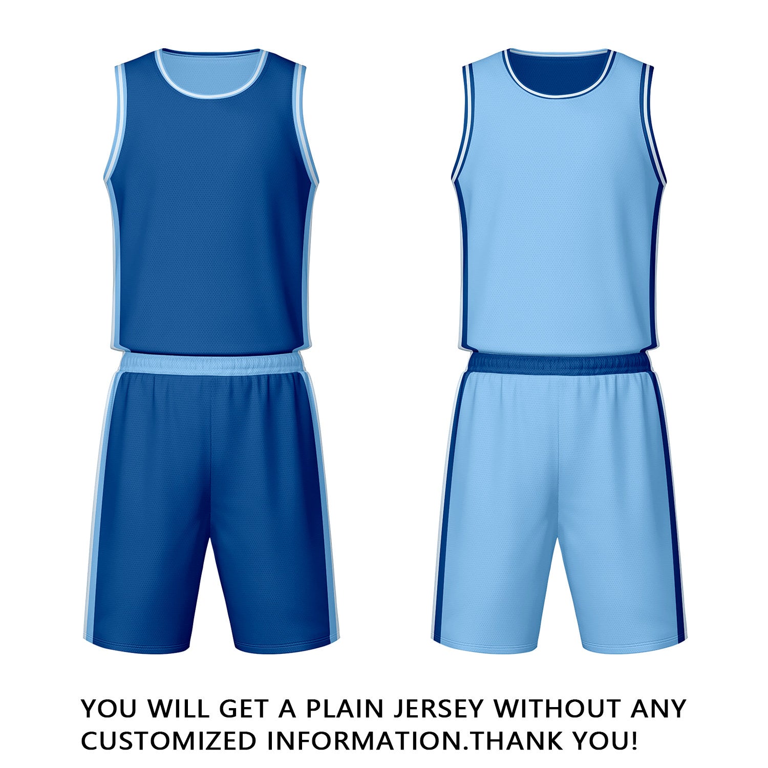 Custom Navy & Light Blue Reversible Basketball Jersey Shorts Set | Personalized Team Uniform
