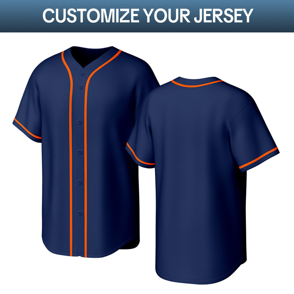 Custom Stitched Baseball Jersey Navy Orange White | Personalized Name & Number | Team Uniform