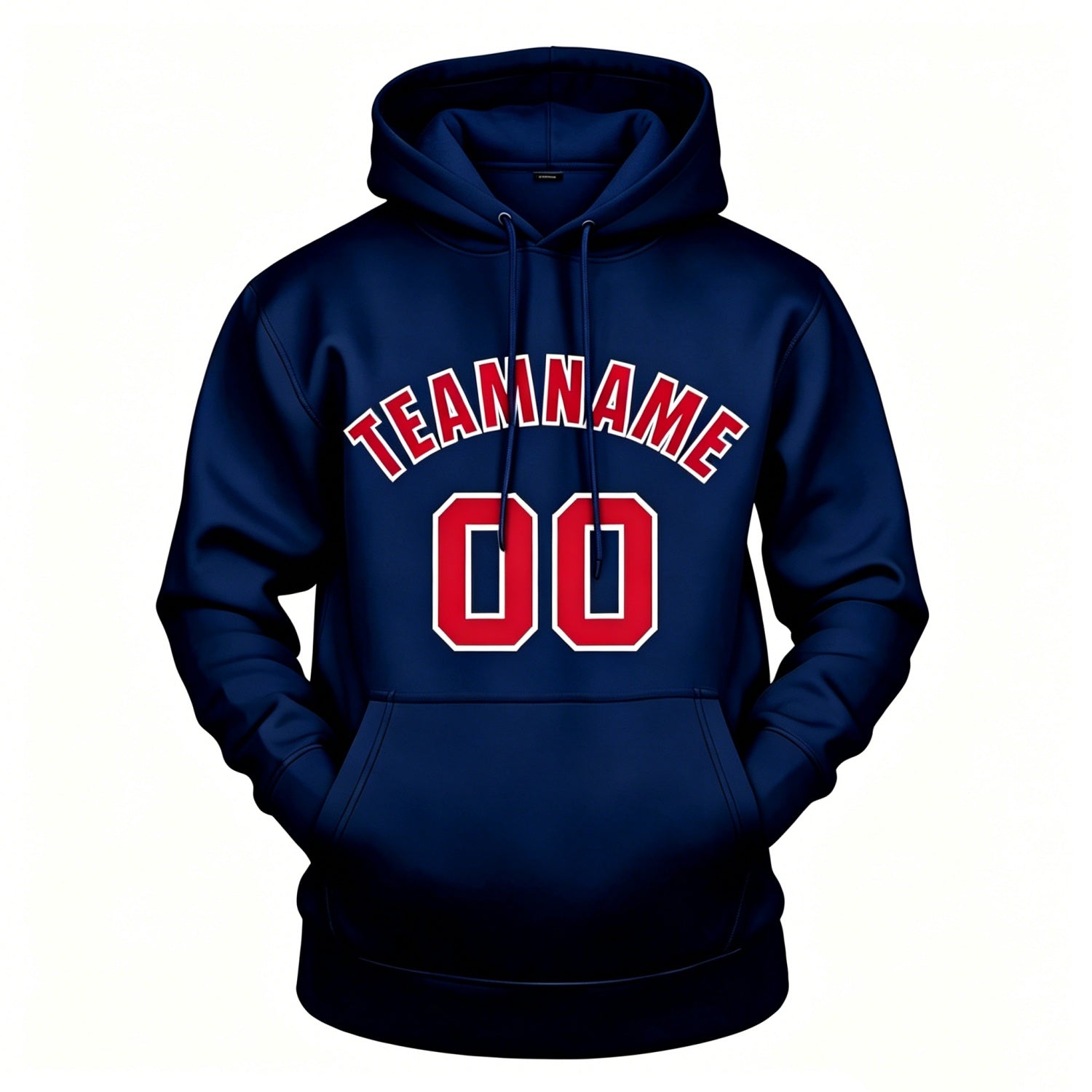 Custom Navy & Red Hoodie | Personalized Name & Number Sports Pullover | Vosoli