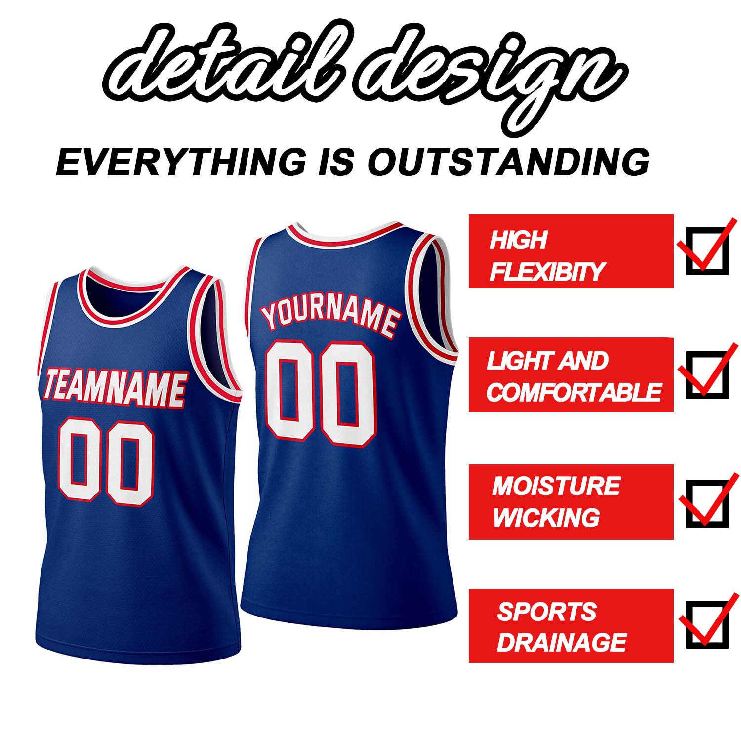 Custom Navy & Red Mesh Basketball Jersey | Personalized Team Uniform