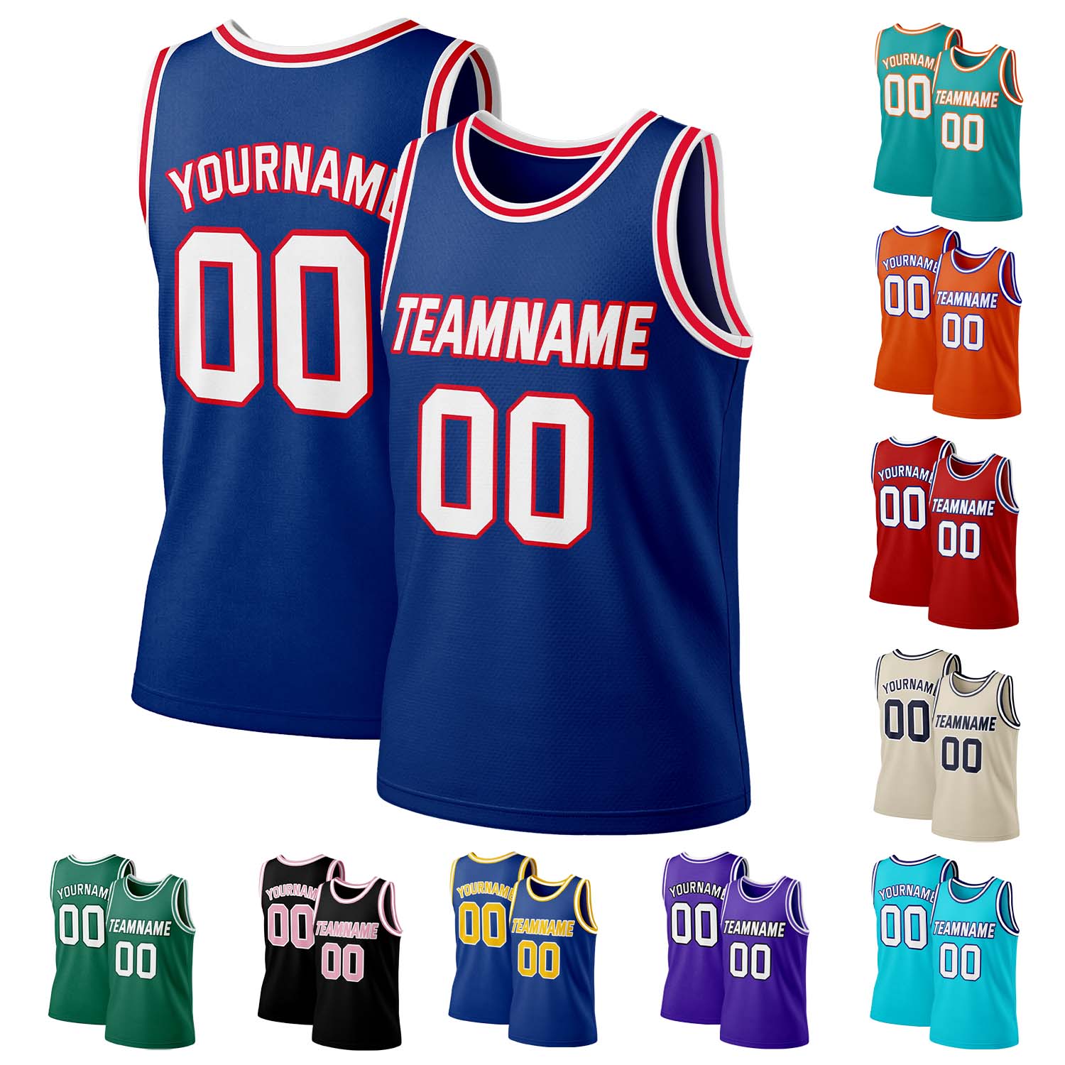 Custom Navy & Red Mesh Basketball Jersey | Personalized Team Uniform