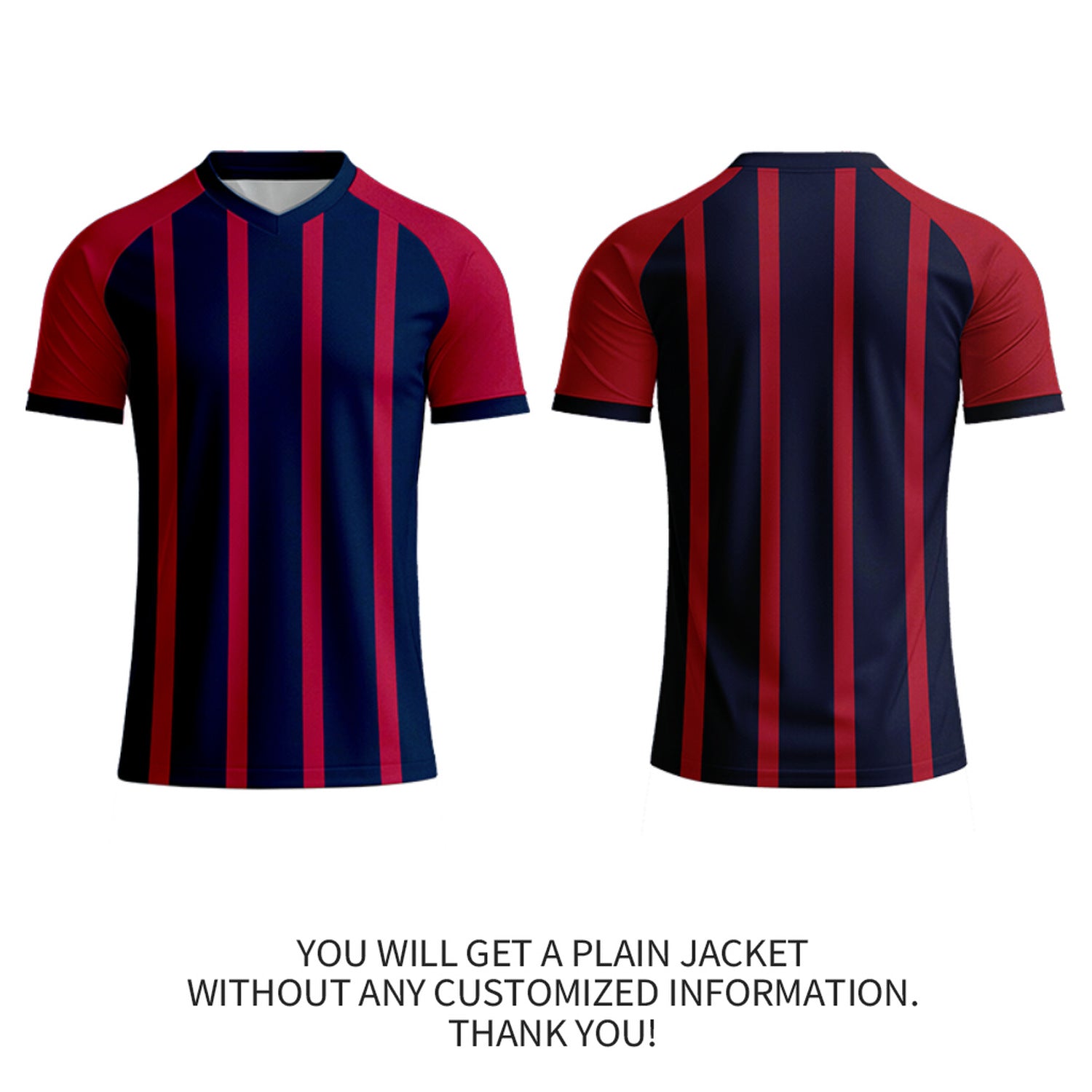 Custom Navy & Red Striped Soccer Jersey | Personalized Short Sleeve V-Neck Uniform for Youth & Adult