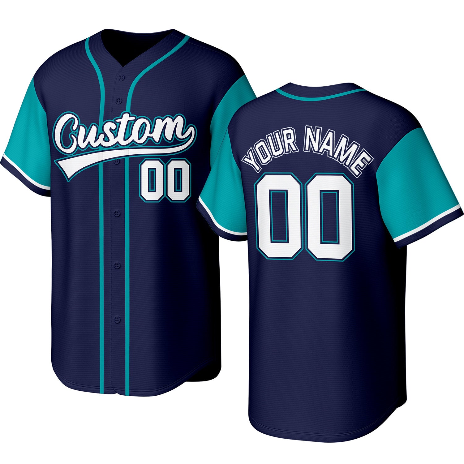 Custom navy baseball jersey with stitched logo, personalized name & number, button-front short-sleeve sports uniform for team men women youth game practice - Vosoli