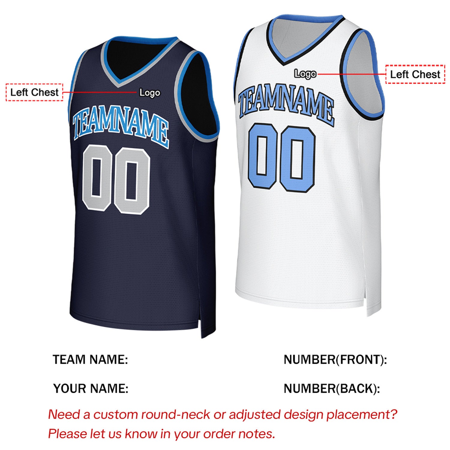 Custom Navy & White Reversible Basketball Jersey | Personalized Team Uniform