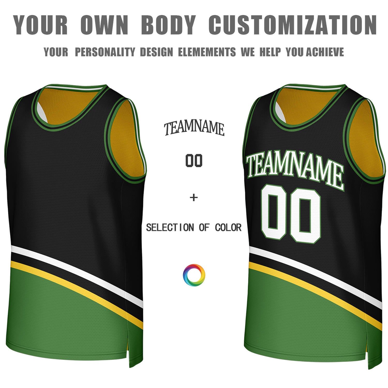 Custom Black & Yellow Reversible Basketball Jersey | Personalized Team Jerseys for Adult & Youth