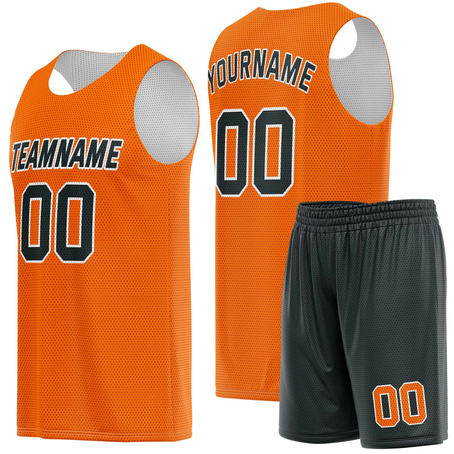 Custom Orange & Black Basketball Jersey + Shorts Set - Personalized Team Name, Number | Vosoli
