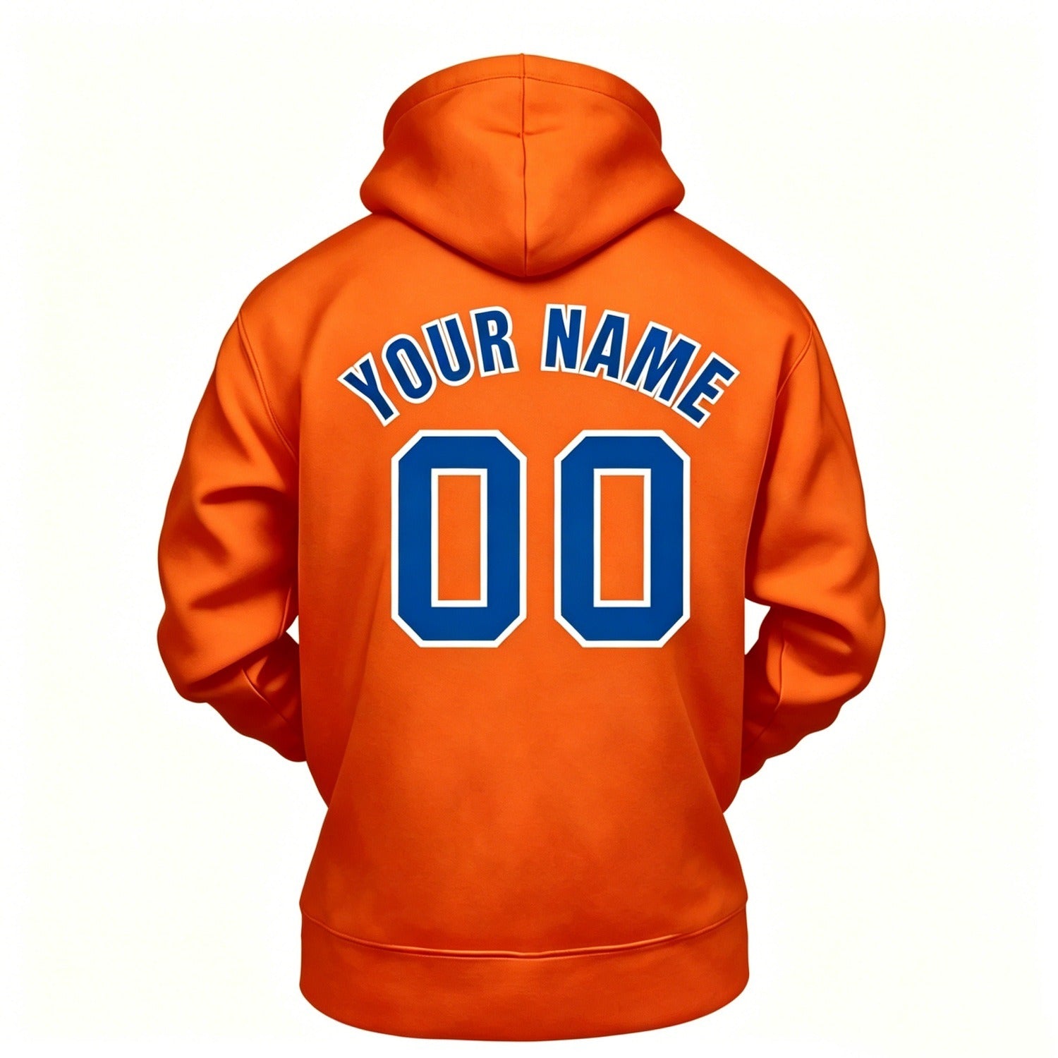 Custom Orange & Blue Hoodie | Personalized Name & Number Sports Pullover | Vosoli
