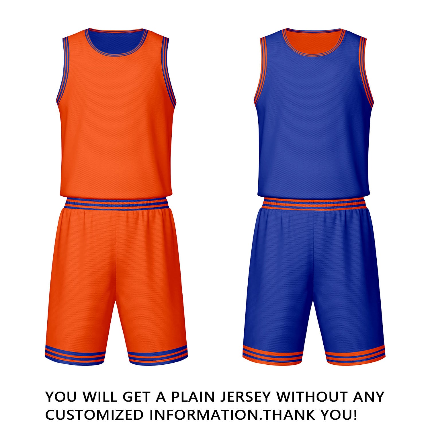 Custom Orange Blue Reversible Basketball Jersey Set | Personalized Name Number Mesh Sports Uniform