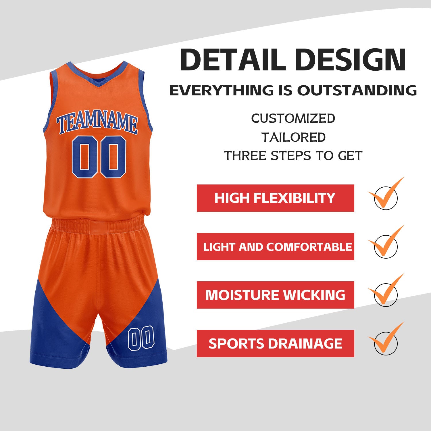 Custom Orange & Blue Reversible Basketball Uniform Set | Personalized Name Number Sports Jersey Shorts Kit