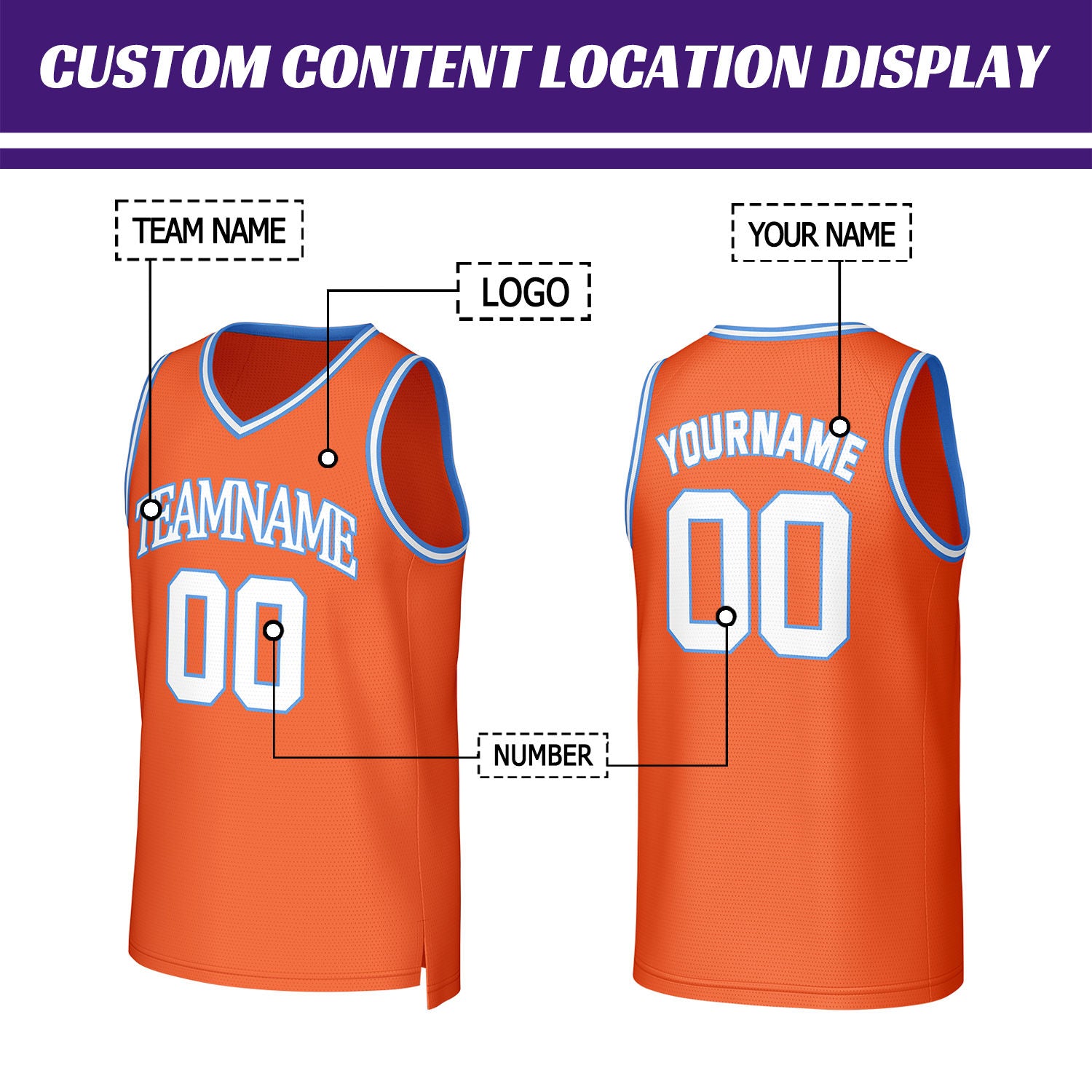 Custom Orange & White Basketball Jersey | Personalized Name & Number Team Uniform