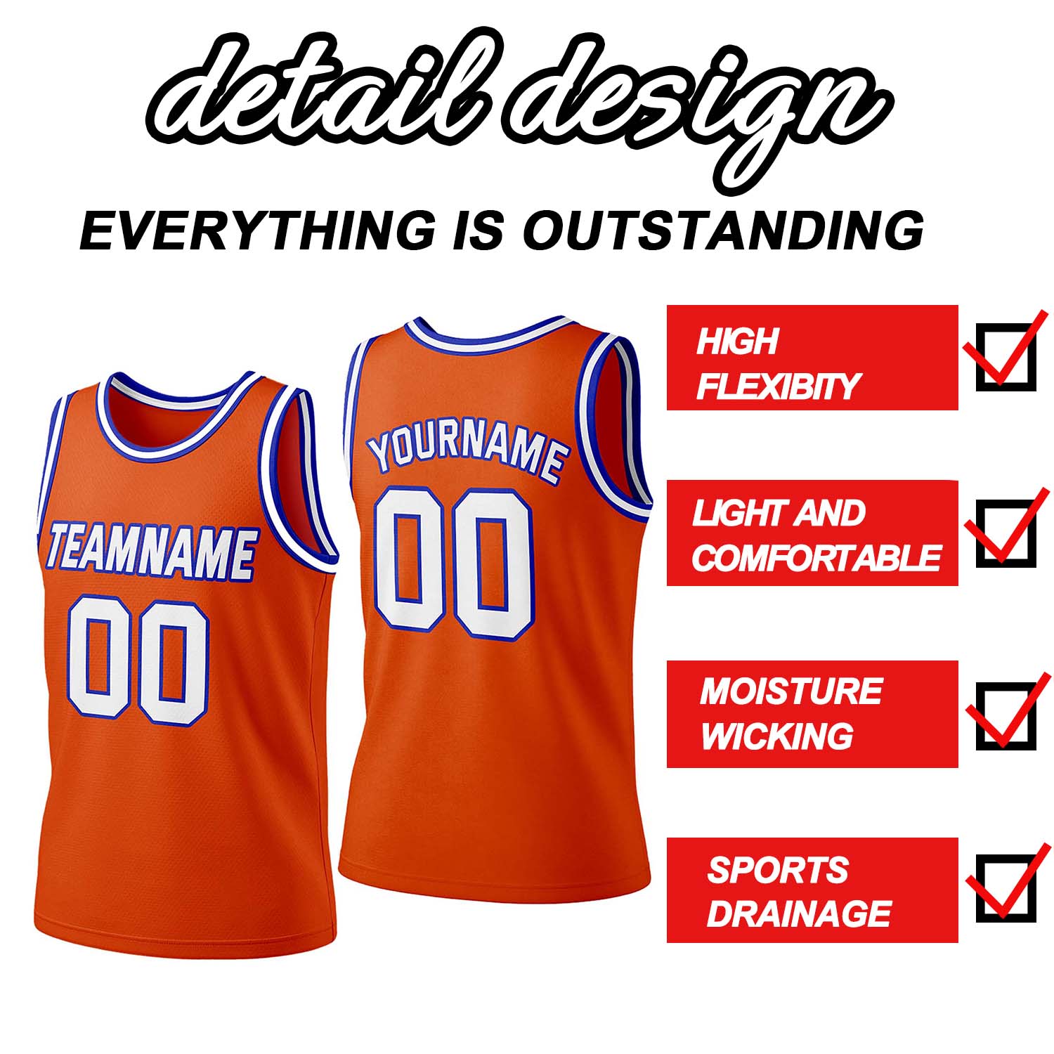 Custom Orange & White Mesh Basketball Jersey | Personalized Team Uniform