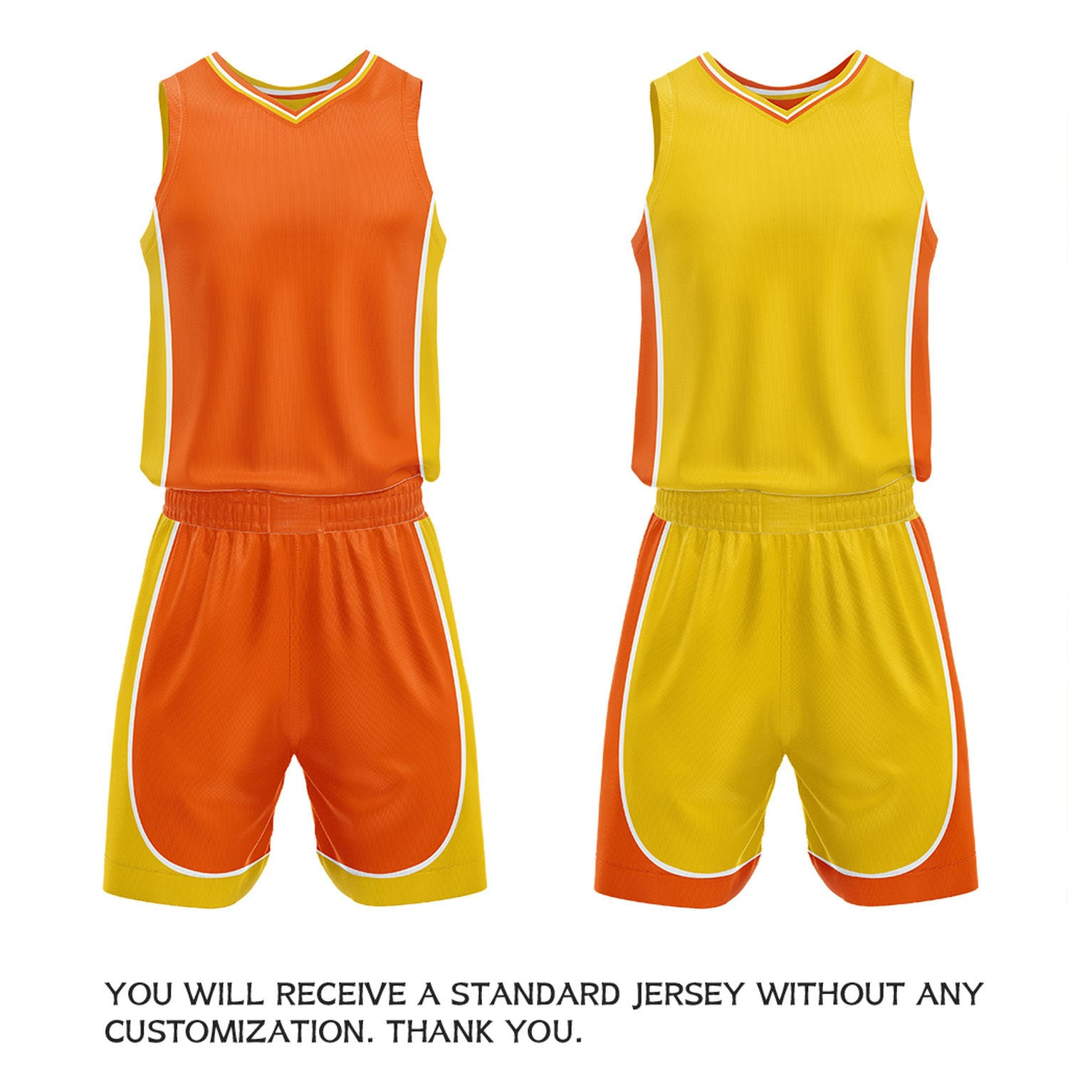 Custom Orange & Yellow Reversible Basketball Uniform Set | Personalized Name Number Sports Jersey Shorts Kit