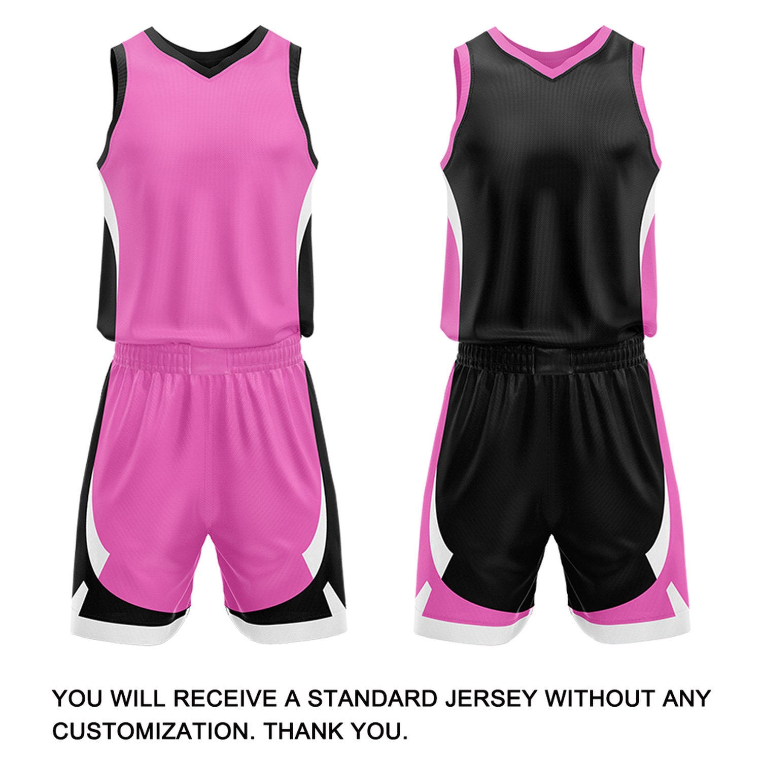 Custom Pink Black Reversible Basketball Jersey Set | Personalized Name Number Mesh Sports Uniform