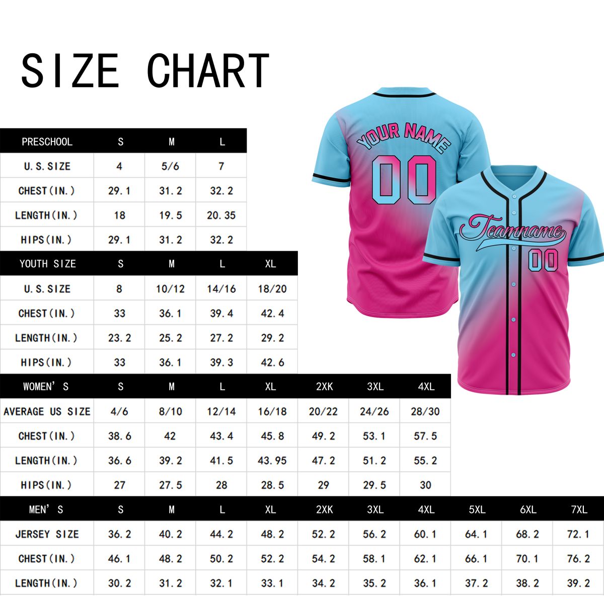 Custom Pink and Blue Gradient Baseball Jersey - Professional Performance Team Uniform