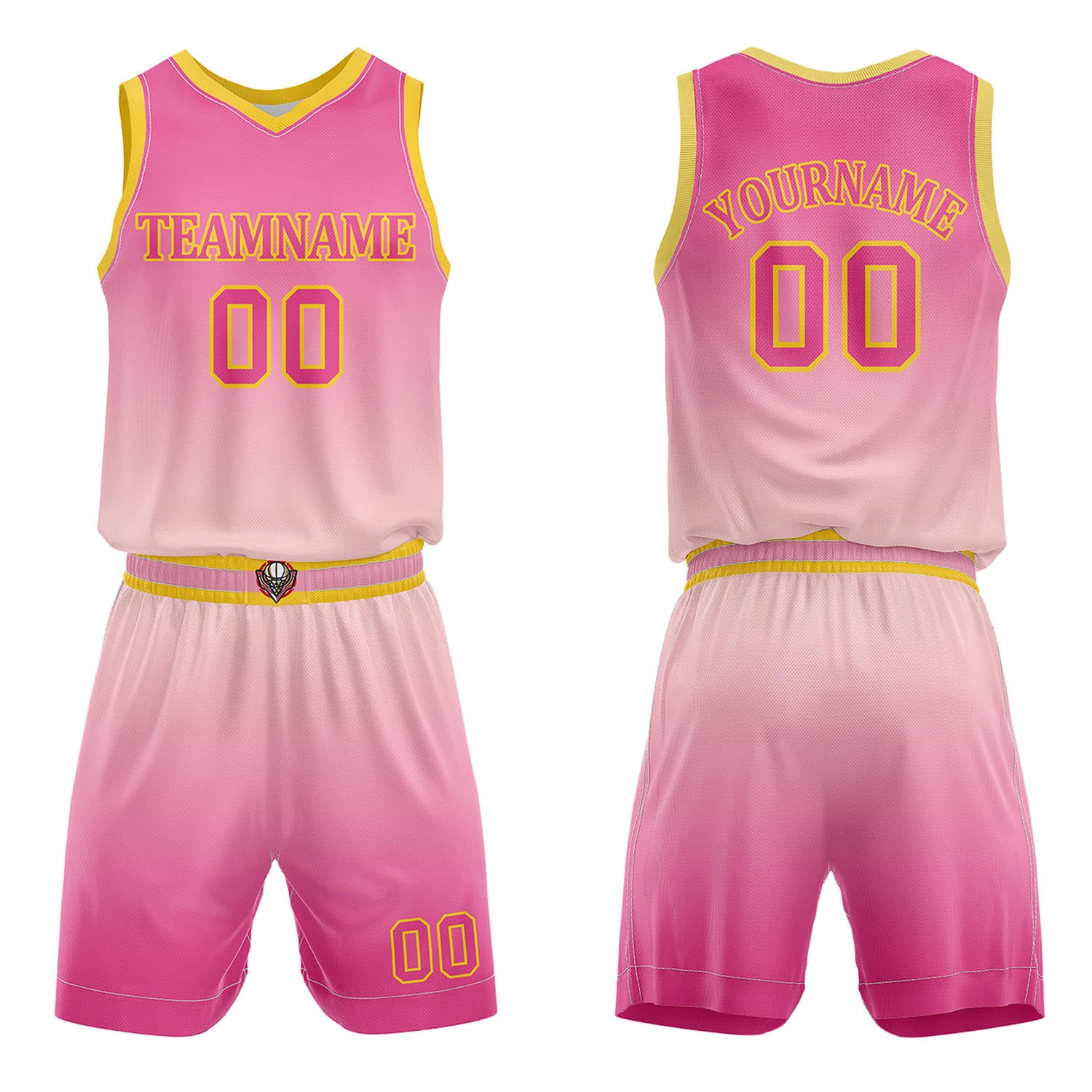Custom Pink Gradient Basketball Jersey + Shorts Set - Personalized Team Name, Number | Vosoli