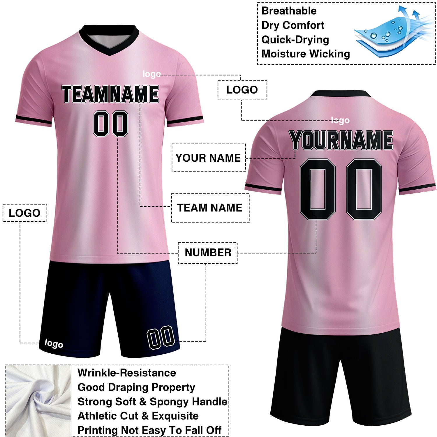 Custom Pink Gradient Soccer Jersey Set | Personalized Team Uniform | Vosoli